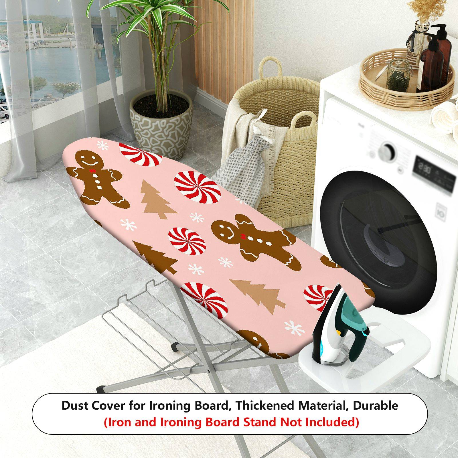 1-Piece Christmas Candy Gingerbread Tree  Ironing Board Cover, Universal Size, Without Board