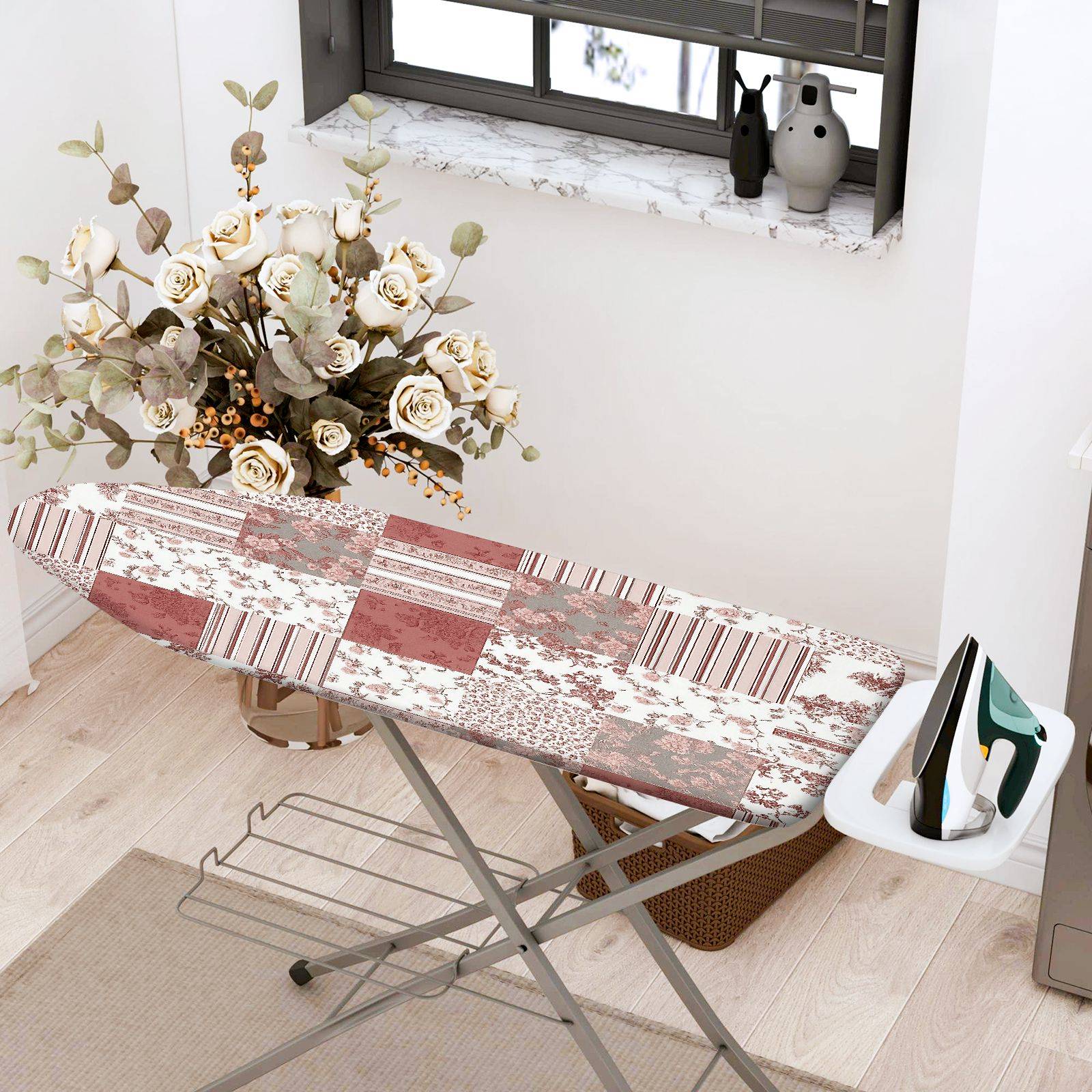1-Piece Floral Striped Patchwork  Ironing Board Cover, Universal Size, Without Board