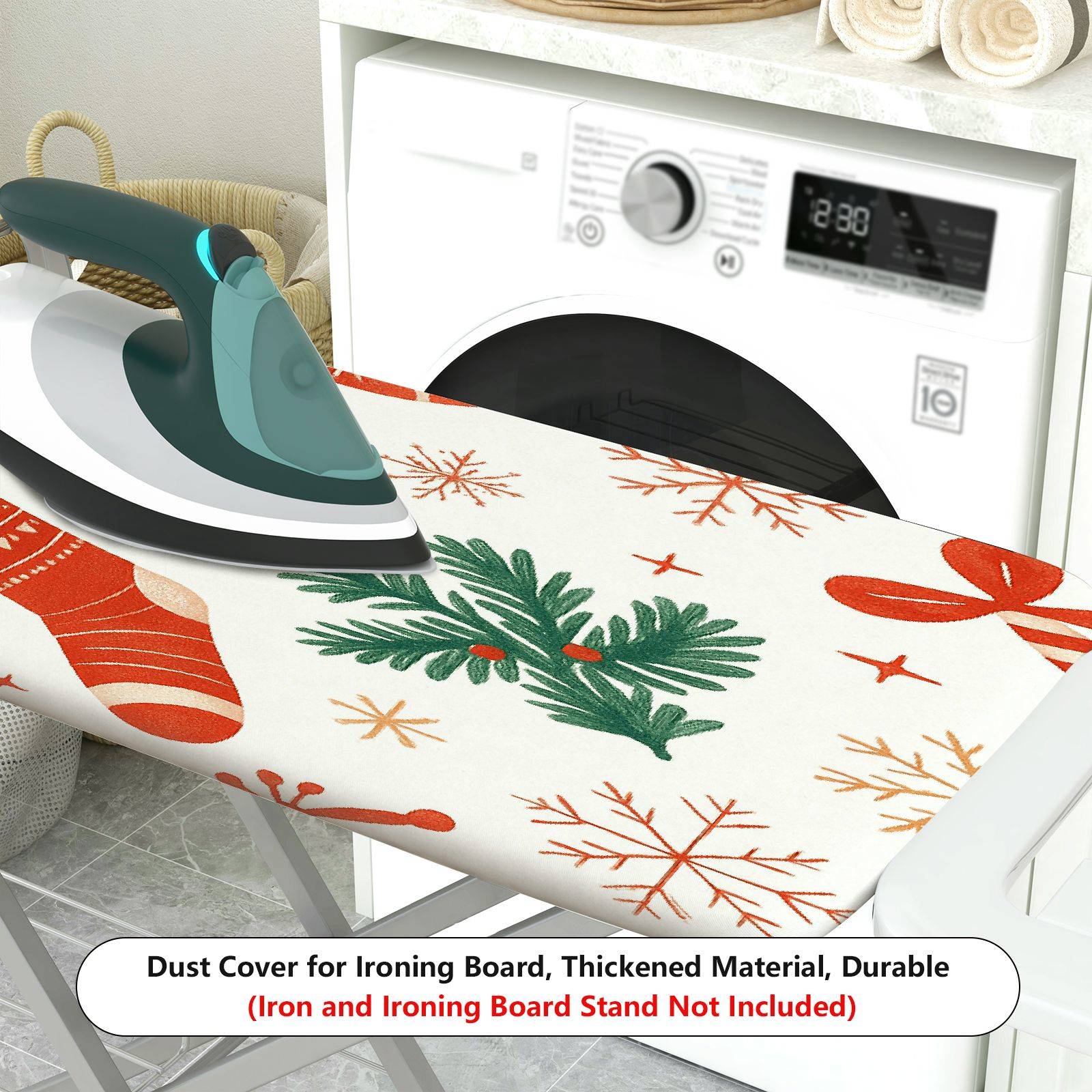 1-Piece Christmas Stocking Snowflake Pine Tree  Ironing Board Cover, Universal Size, Without Board