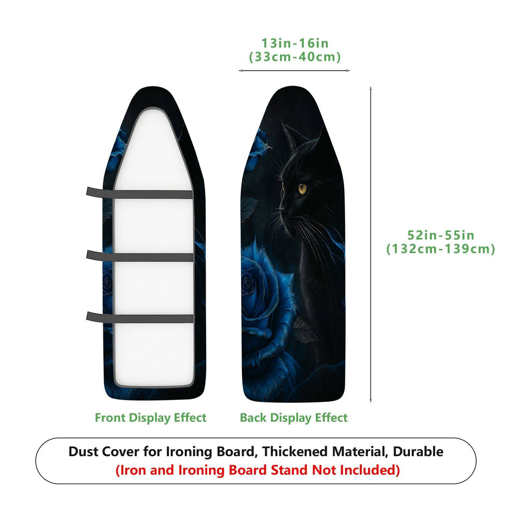 1-Piece Black Cat Blue Rose Dark  Ironing Board Cover, Universal Size, Without Board