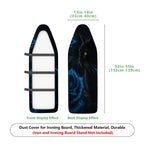 1-Piece Black Cat Blue Rose Dark  Ironing Board Cover, Universal Size, Without Board