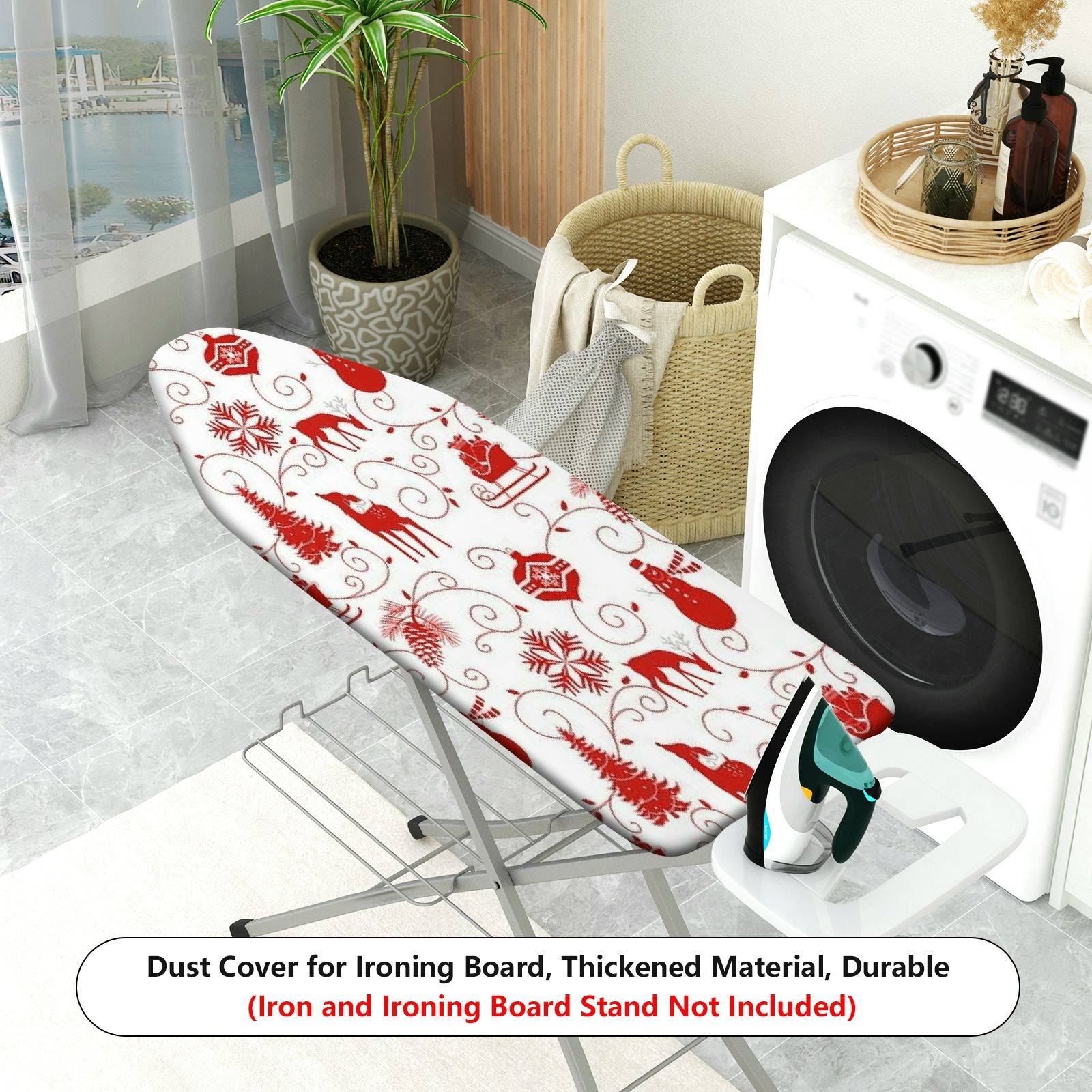 1-Piece Christmas Reindeer Snowflake  Ironing Board Cover, Universal Size, Without Board