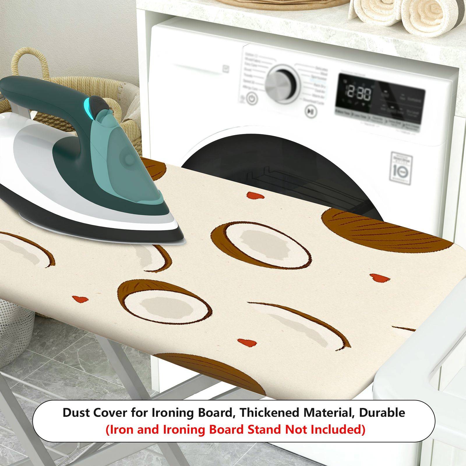 1-Piece Coconut Pattern Tropical Decorative White  Ironing Board Cover, Universal Size, Without Board