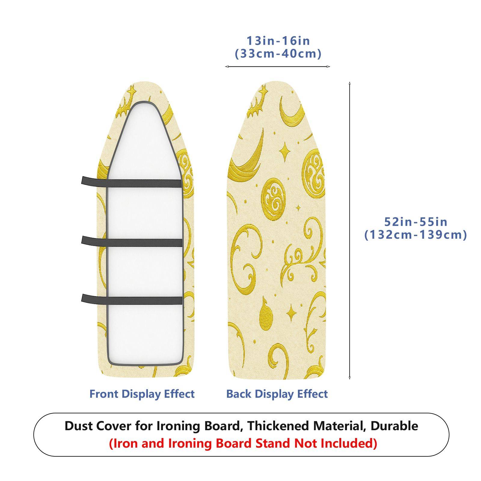 1-Piece Golden Moon Star Pattern Vintage Decorative  Ironing Board Cover, Universal Size, Without Board