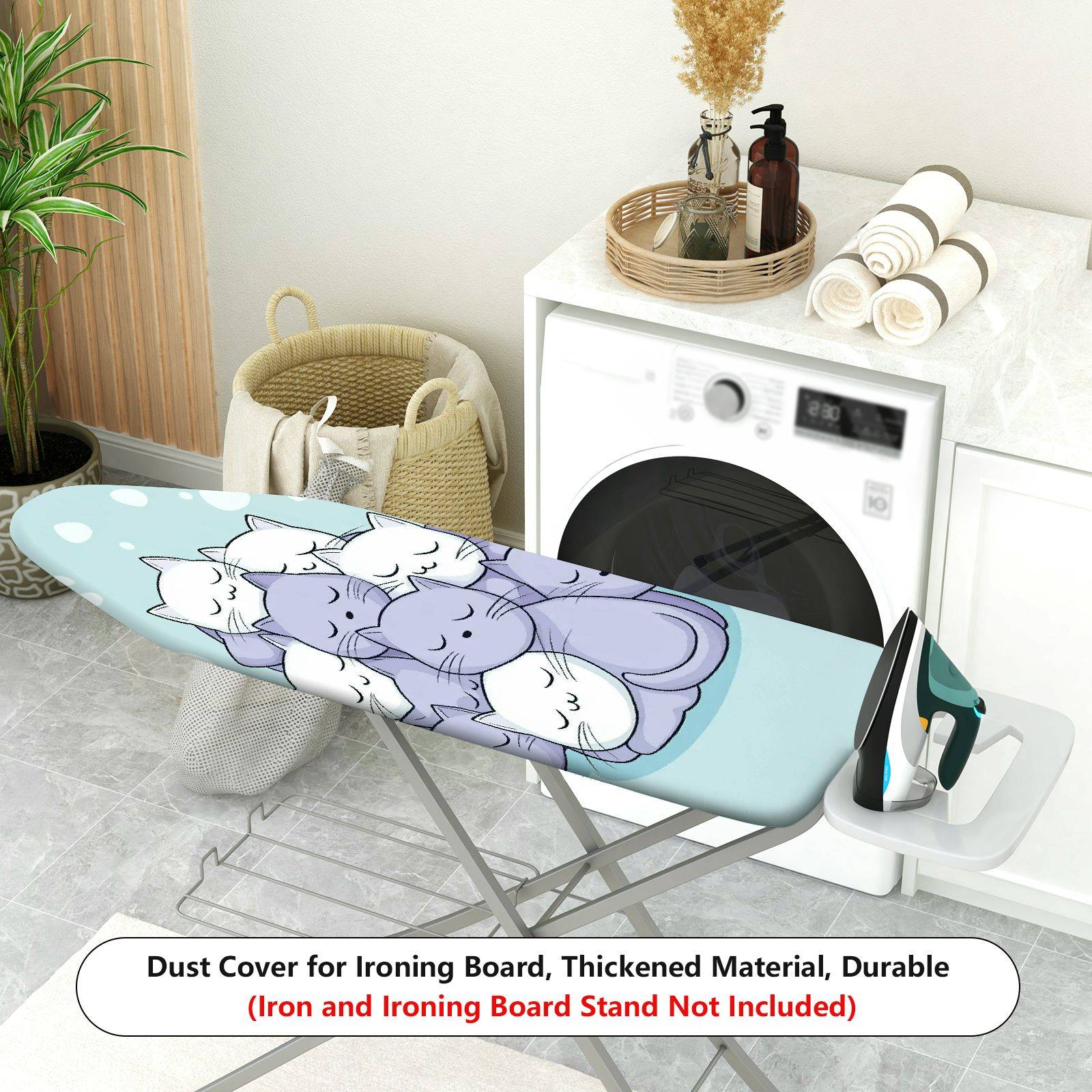 1-Piece Cat  Blue  Ironing Board Cover, Universal Size, Without Board