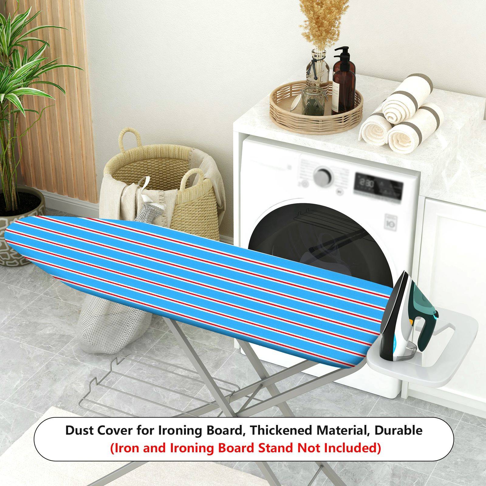 1-Piece Striped Blue Red White  Ironing Board Cover, Universal Size, Without Board