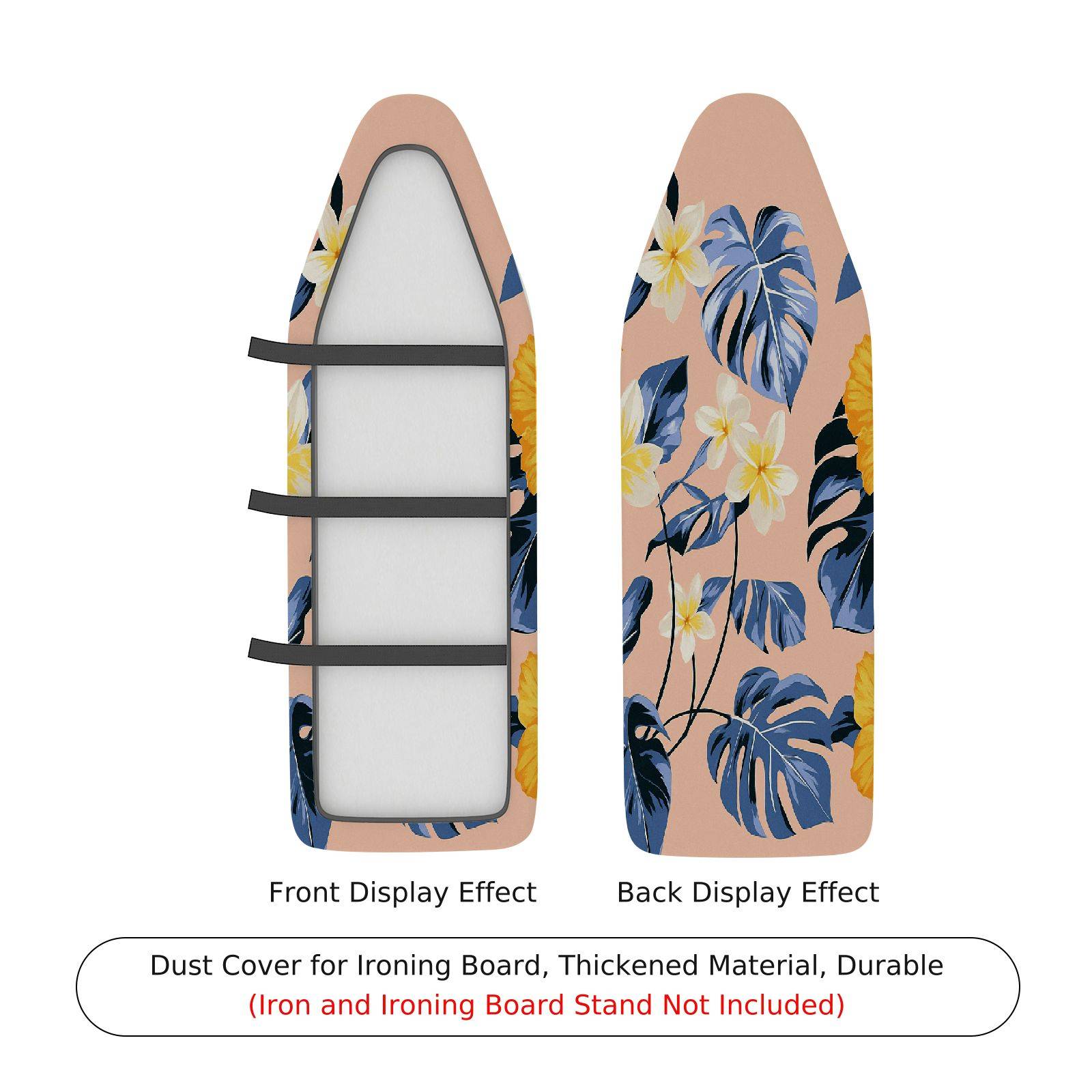 1-Piece Floral Tropical Leaves Yellow  Ironing Board Cover, Universal Size, Without Board