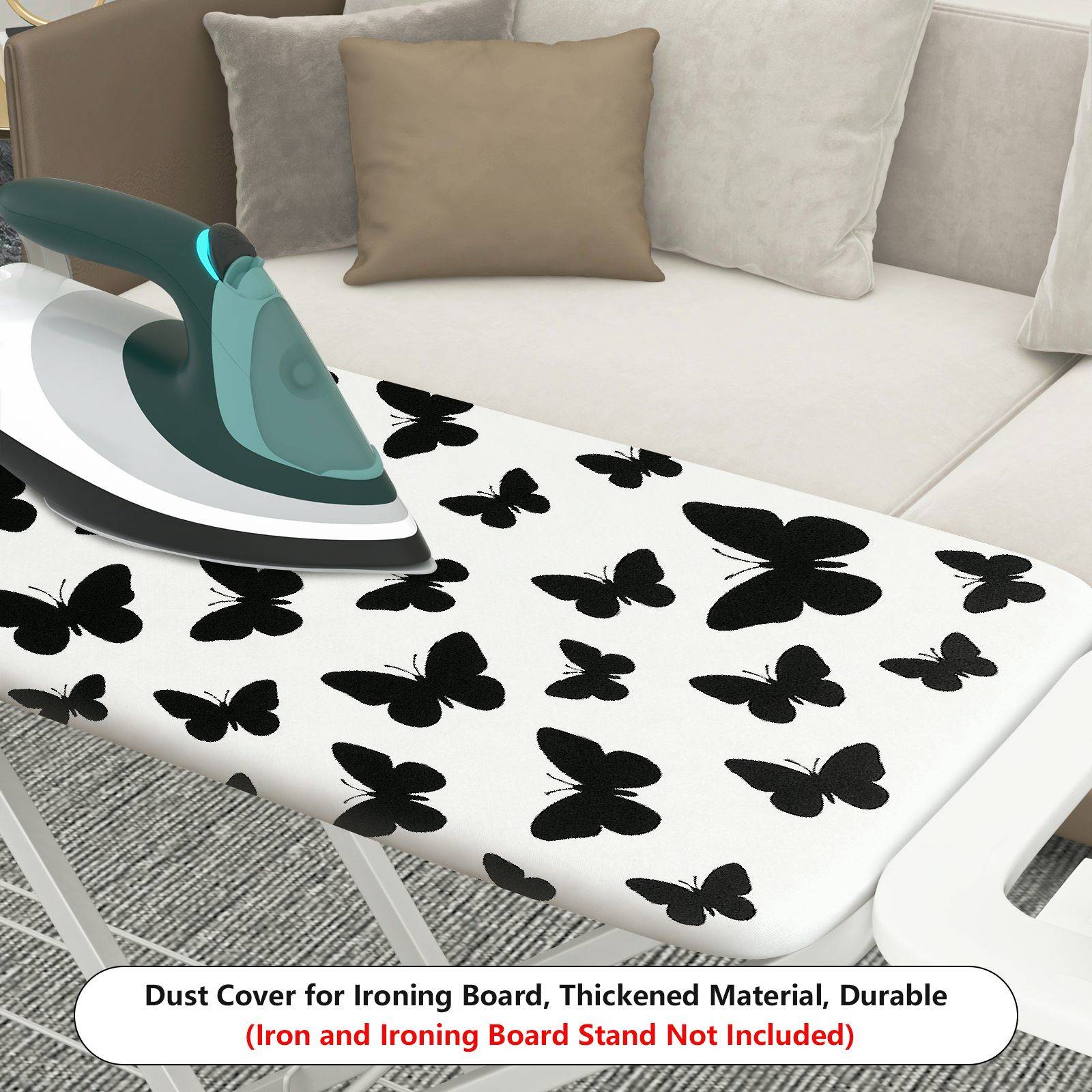 1-Piece Butterfly Pattern Black And White Elegant  Ironing Board Cover, Universal Size, Without Board