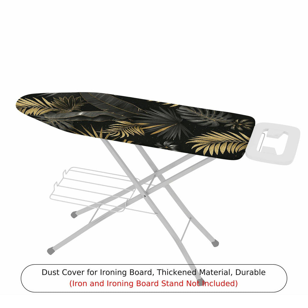 1-Piece Tropical Leaves Black Gold  Ironing Board Cover, Universal Size, Without Board