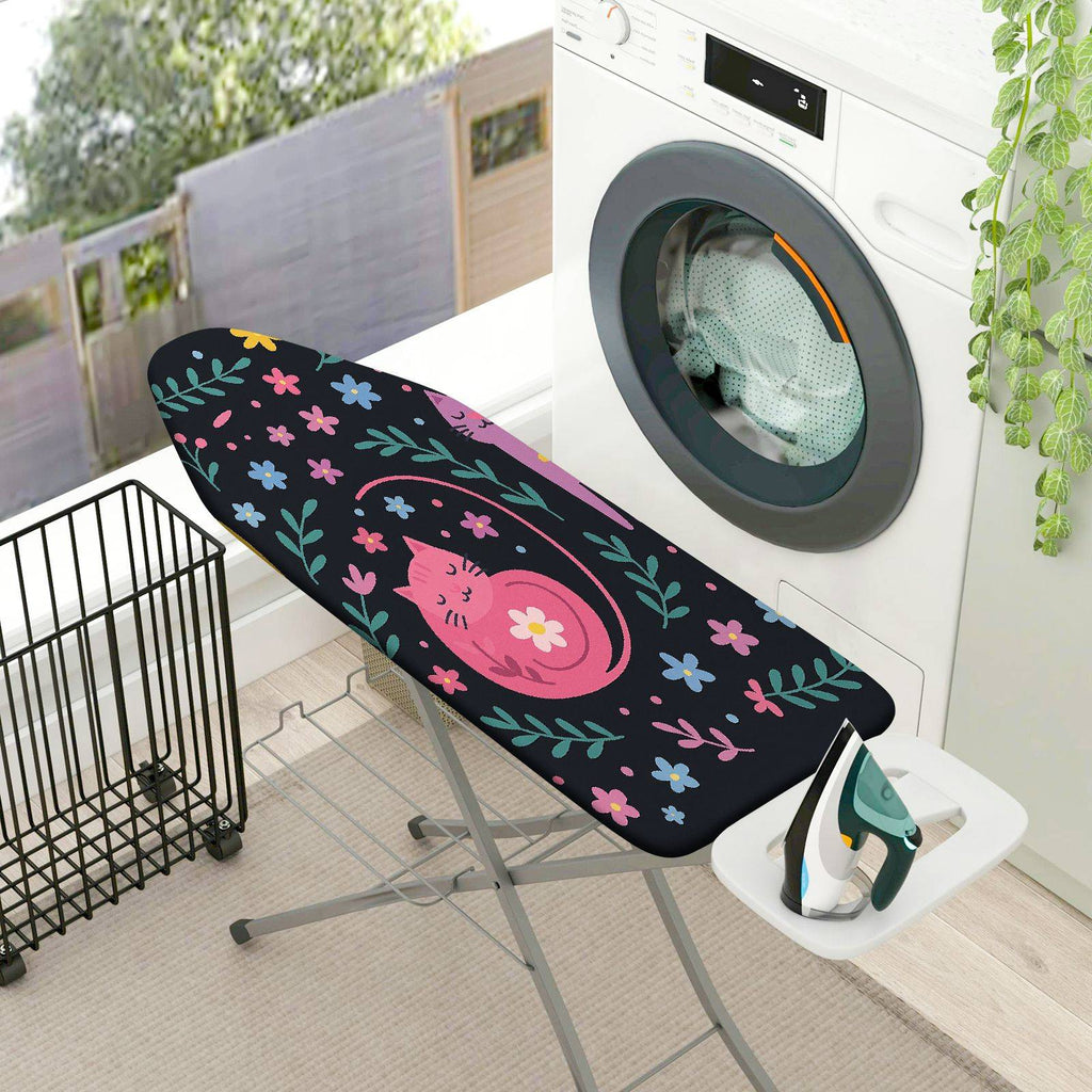 1-Piece Cat Floral Pattern  Ironing Board Cover, Universal Size, Without Board