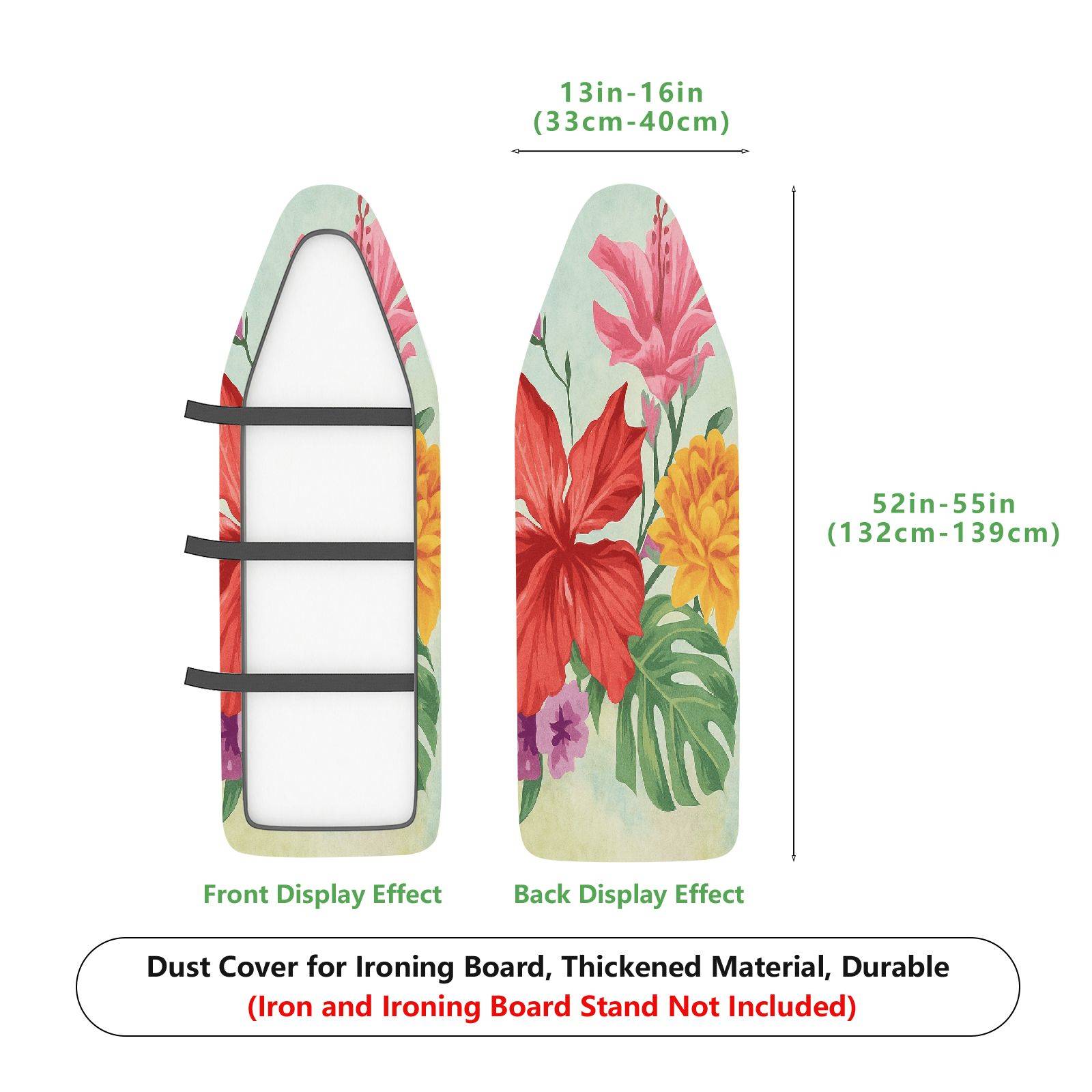 1-Piece Floral Tropical Colorful  Ironing Board Cover, Universal Size, Without Board