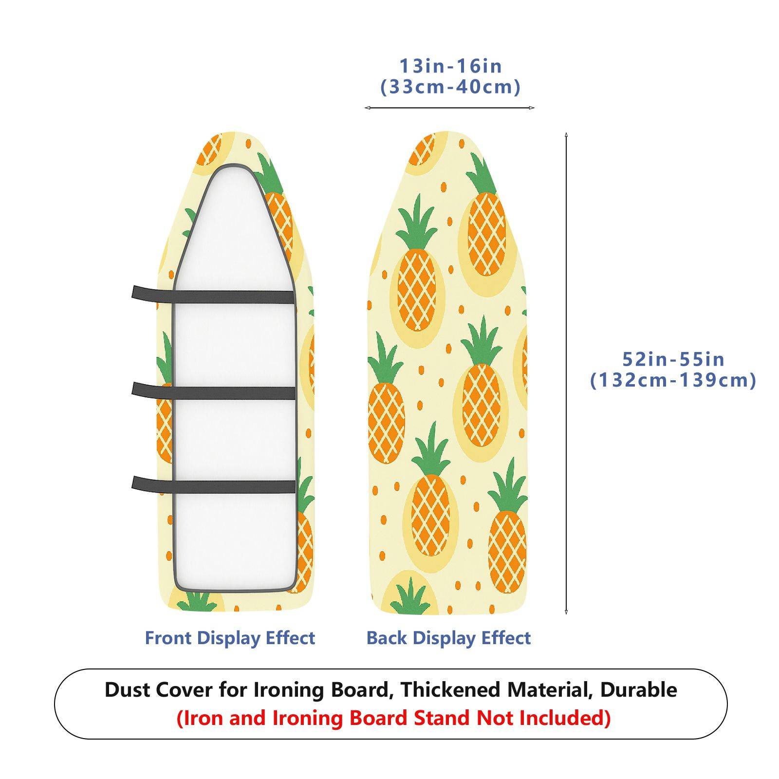 1-Piece Pineapple Pattern Fresh Yellow Tropical  Ironing Board Cover, Universal Size, Without Board