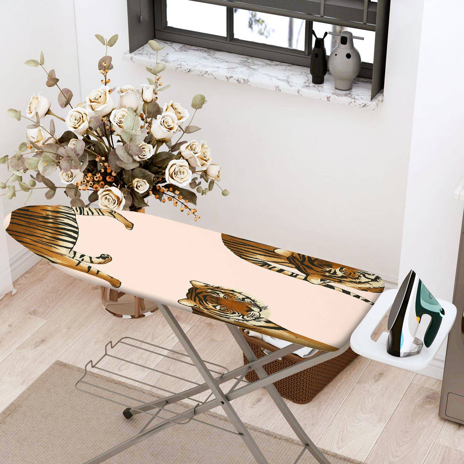 1-Piece Tiger Animal Print Striped  Ironing Board Cover, Universal Size, Without Board
