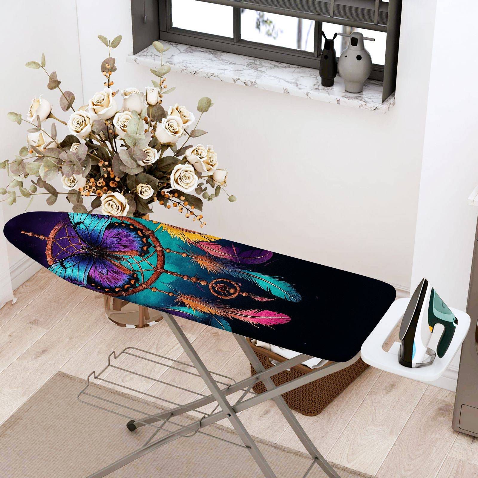 1-Piece Butterfly Dreamcatcher Feathers  Ironing Board Cover, Universal Size, Without Board