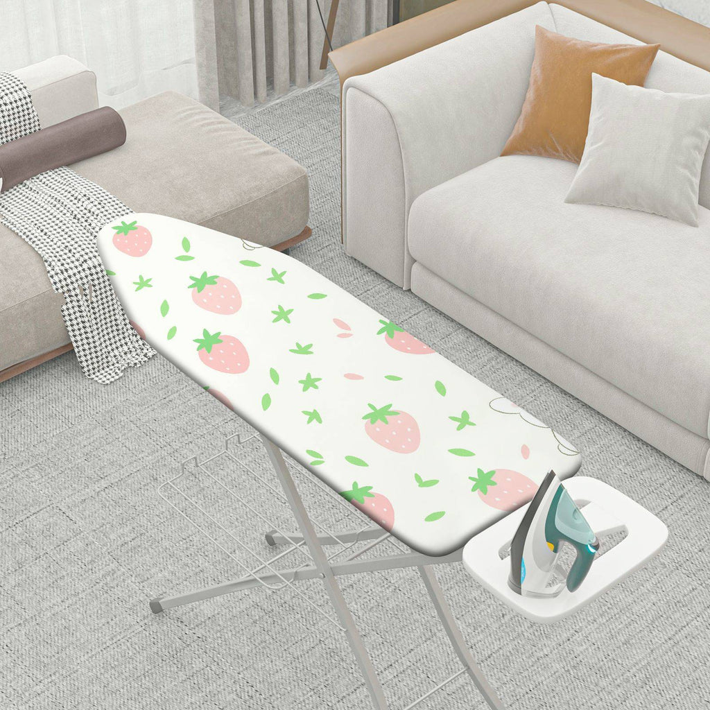 1-Piece Pink Strawberry Green Leaf Fresh Theme  Ironing Board Cover, Universal Size, Without Board