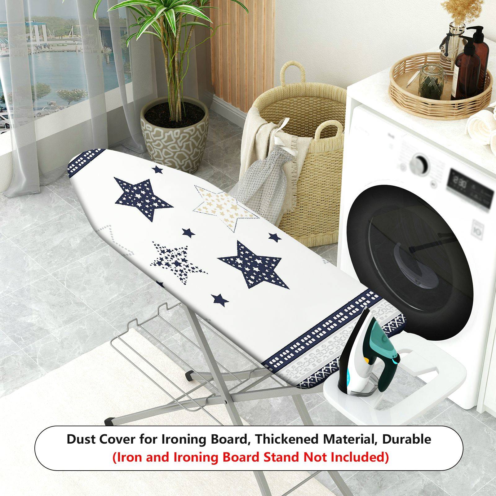 1-Piece Stars Pattern Navy White Blue  Ironing Board Cover, Universal Size, Without Board