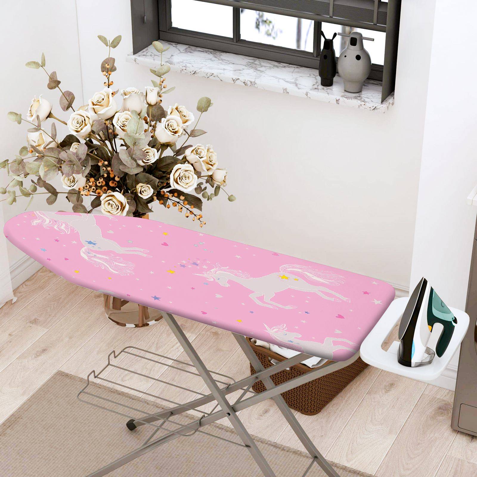 1-Piece Unicorn Pink Fantasy Star  Ironing Board Cover, Universal Size, Without Board