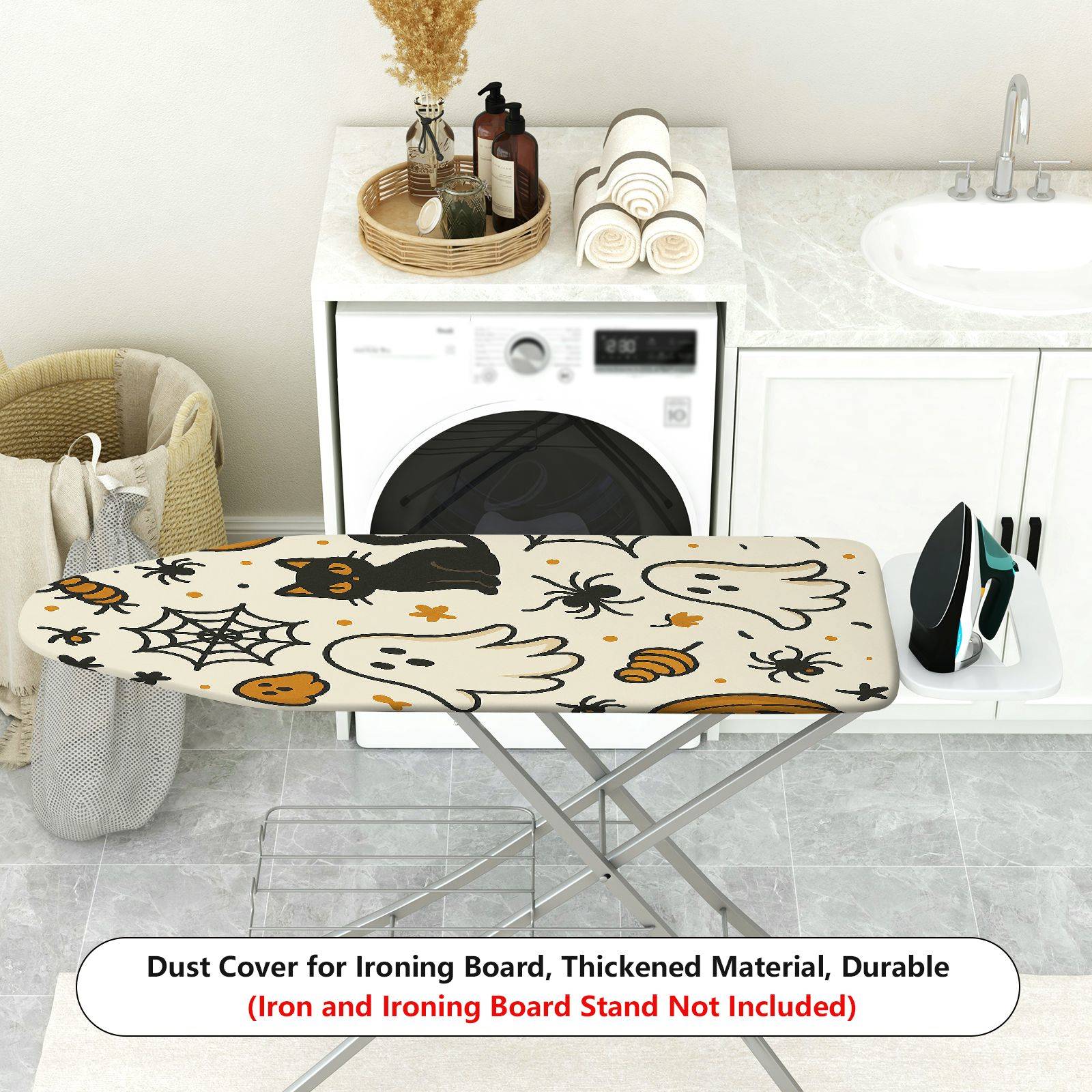 1-Piece Ghost Cat Spider  Ironing Board Cover, Universal Size, Without Board