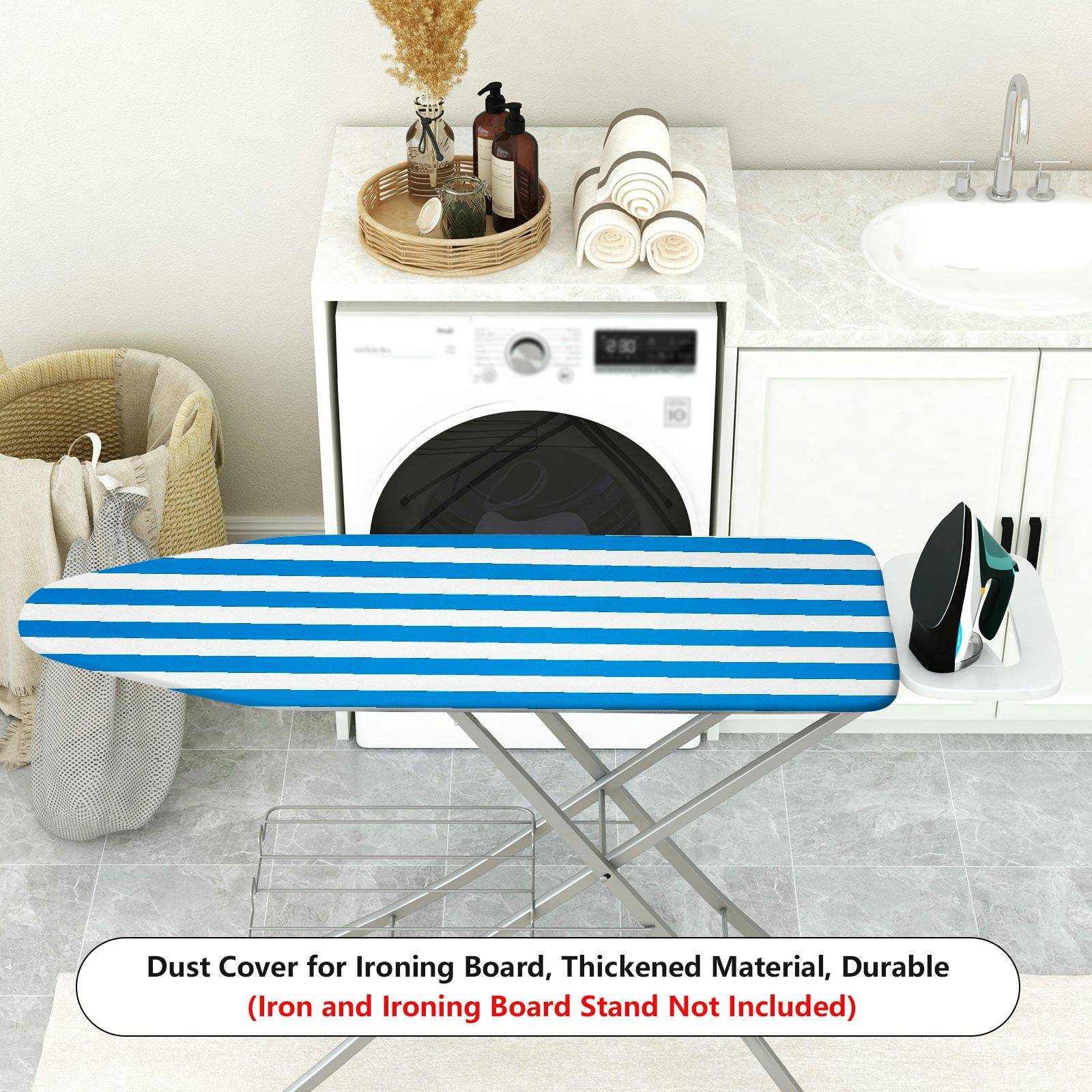 1-Piece Blue Striped Pattern Stylish Modern  Ironing Board Cover, Universal Size, Without Board