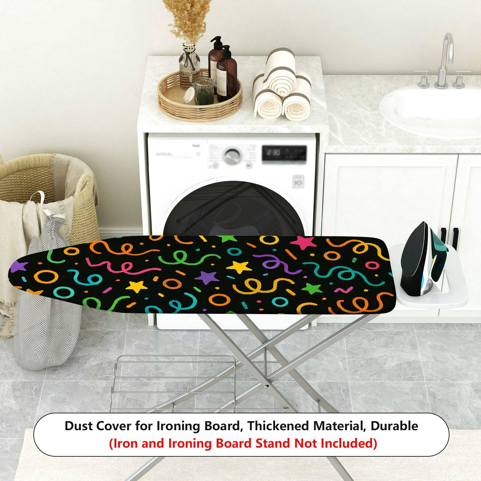 1-Piece Colorful Stars Confetti Party  Ironing Board Cover, Universal Size, Without Board