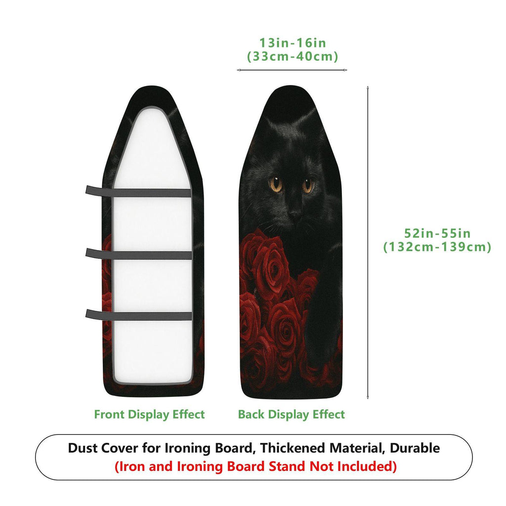 1-Piece Black Cat Rose Elegant  Ironing Board Cover, Universal Size, Without Board