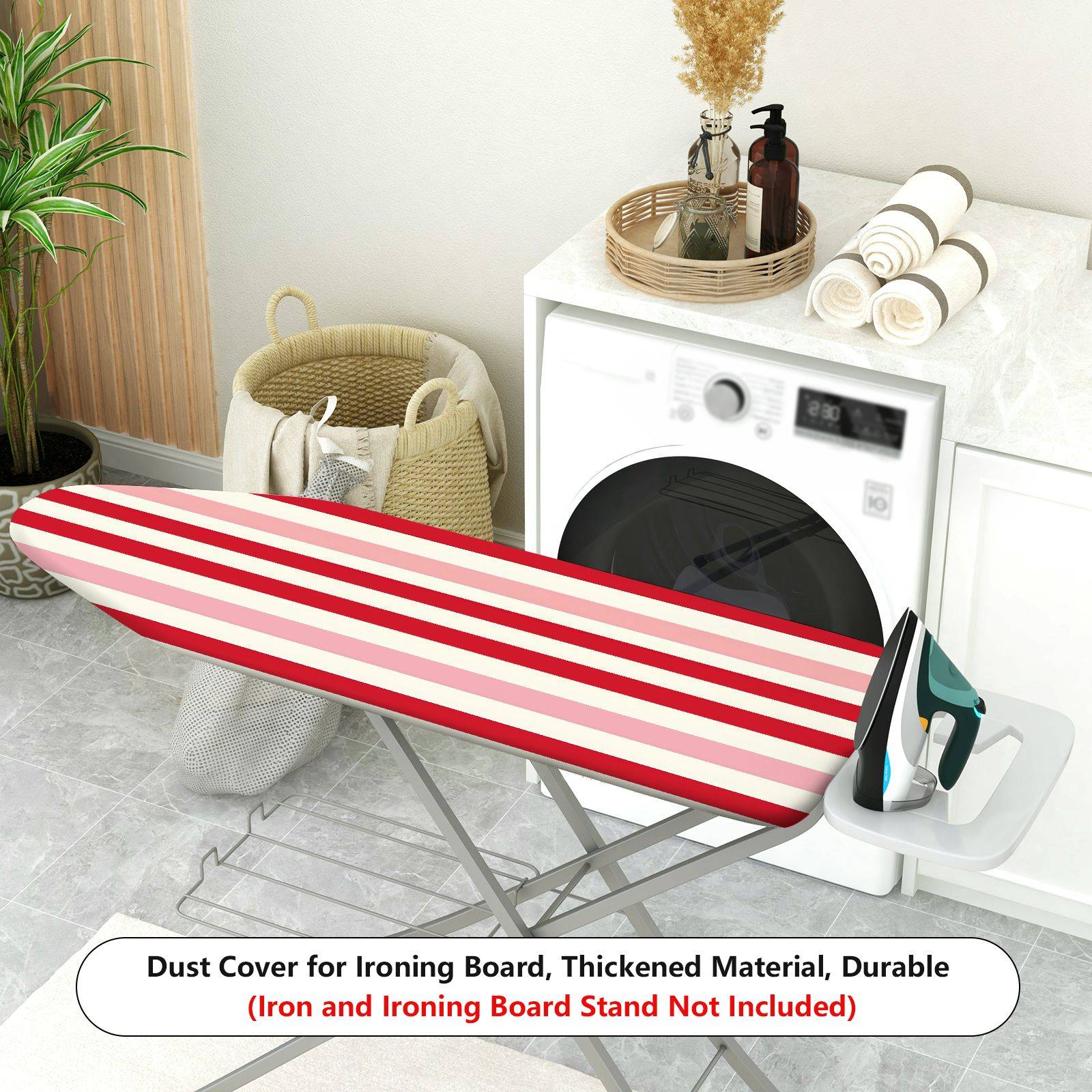 1-Piece Striped Pattern Red and White Modern  Ironing Board Cover, Universal Size, Without Board