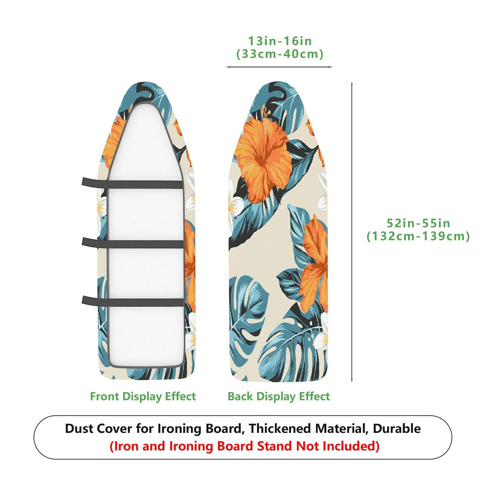 1-Piece Floral Tropical Leaf  Ironing Board Cover, Universal Size, Without Board
