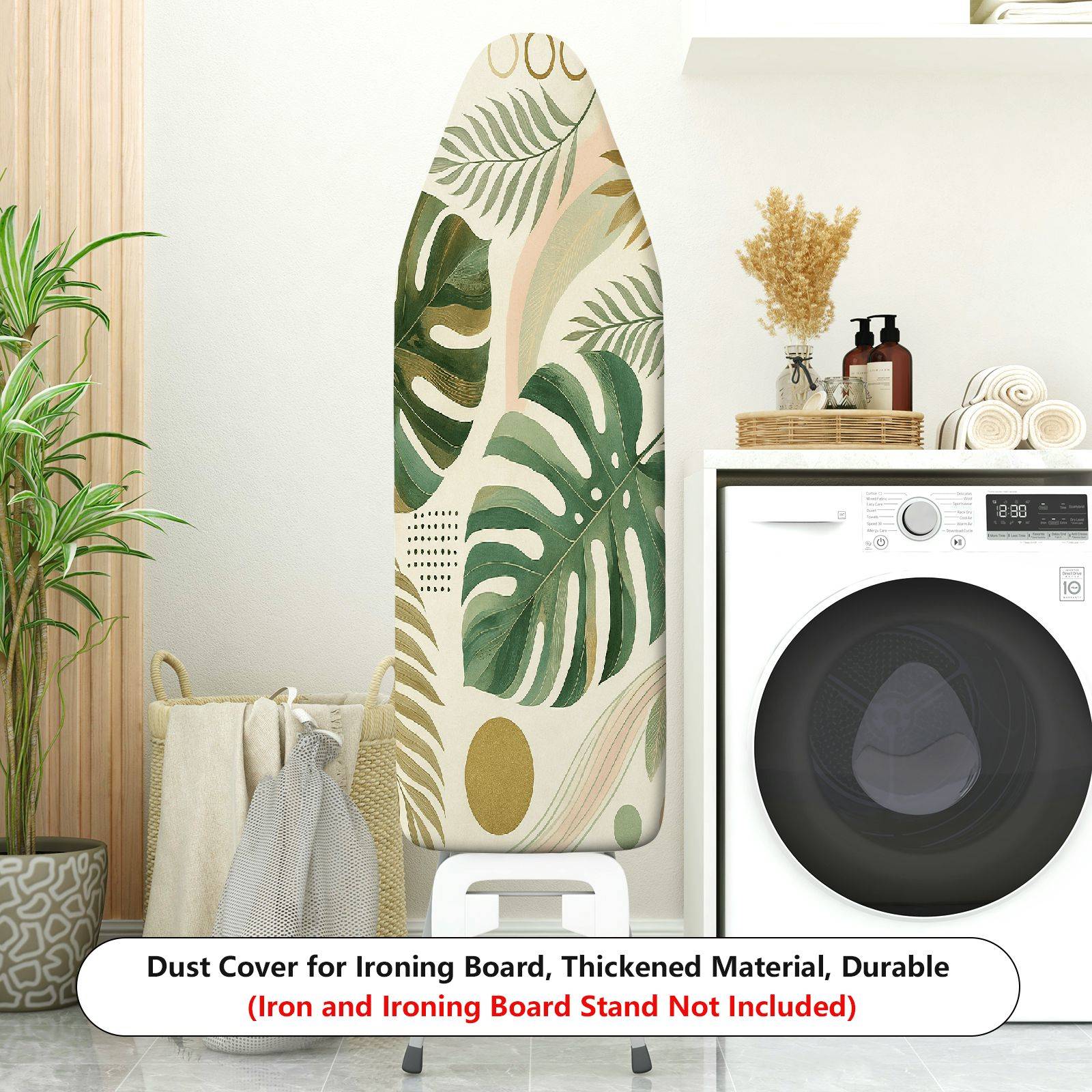 1-Piece Tropical Leaf Pattern Green Nature  Ironing Board Cover, Universal Size, Without Board
