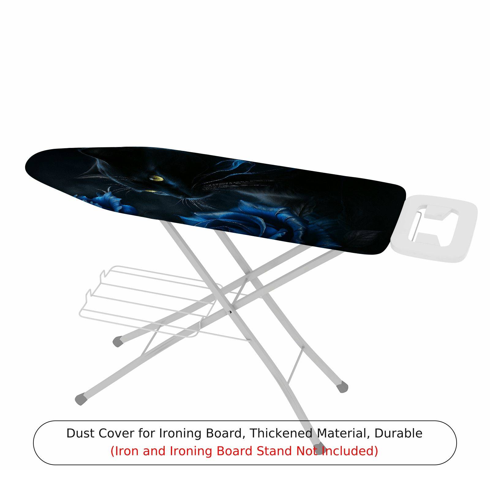 1-Piece Black Cat Blue Rose Dark  Ironing Board Cover, Universal Size, Without Board