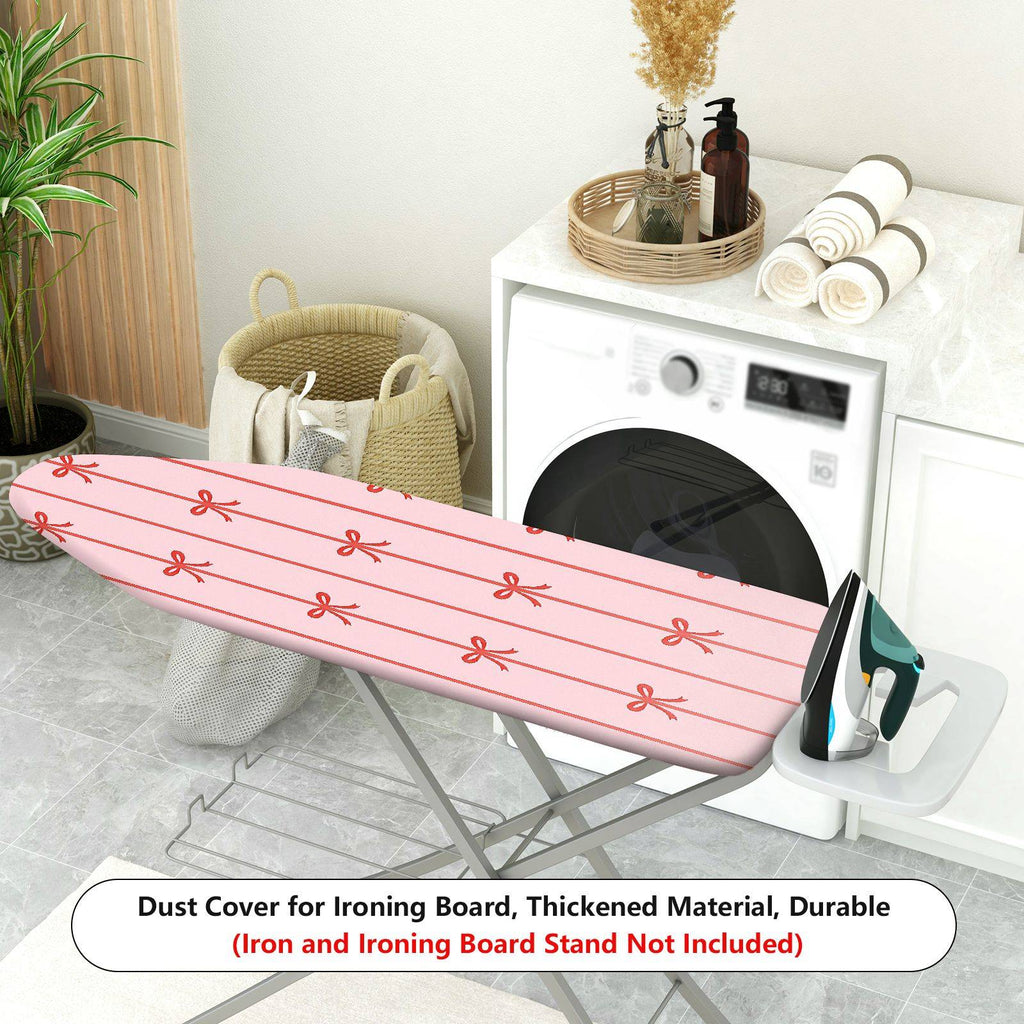 1-Piece Pink Bow Striped Pattern  Ironing Board Cover, Universal Size, Without Board