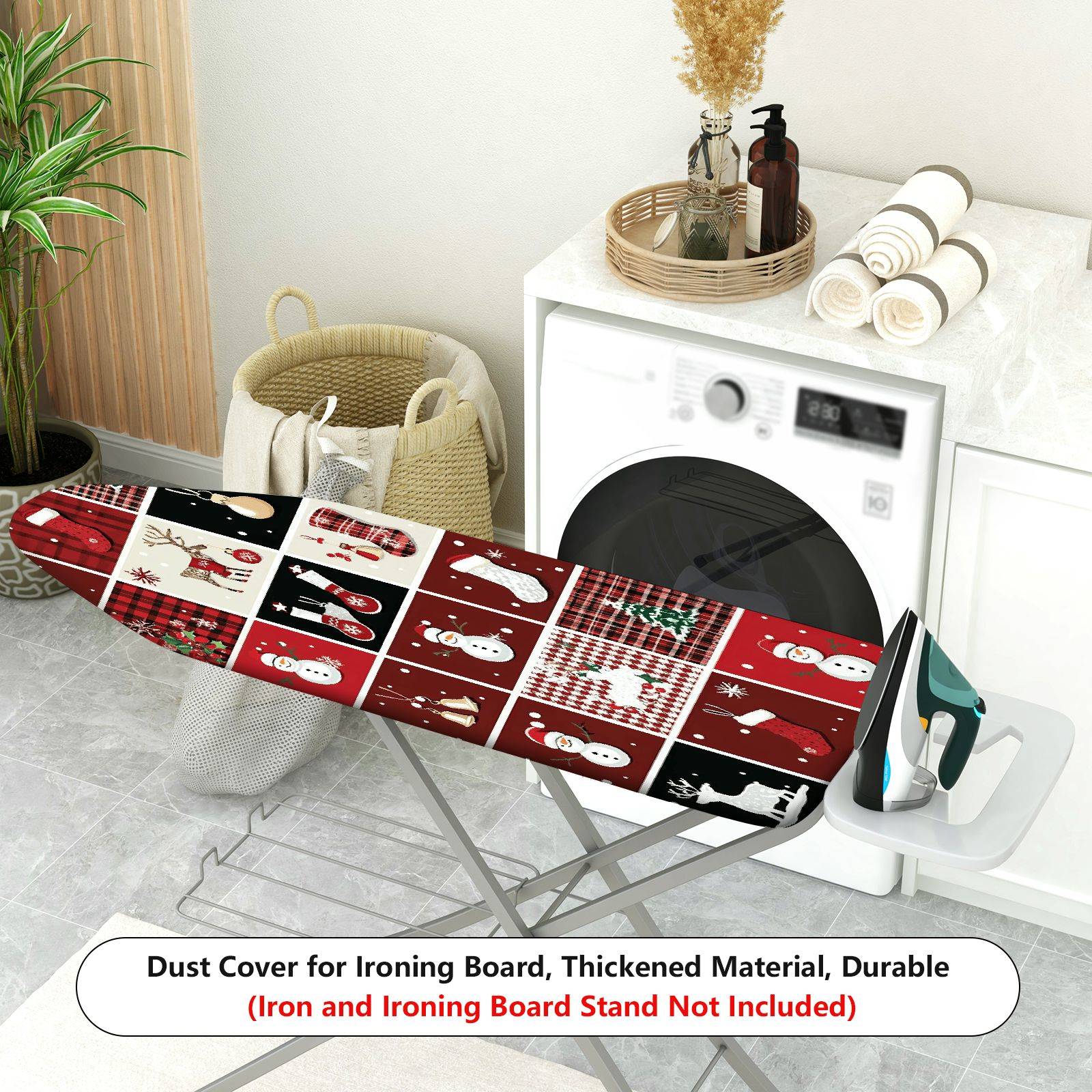 1-Piece Snowman Reindeer Stockings  Ironing Board Cover, Universal Size, Without Board