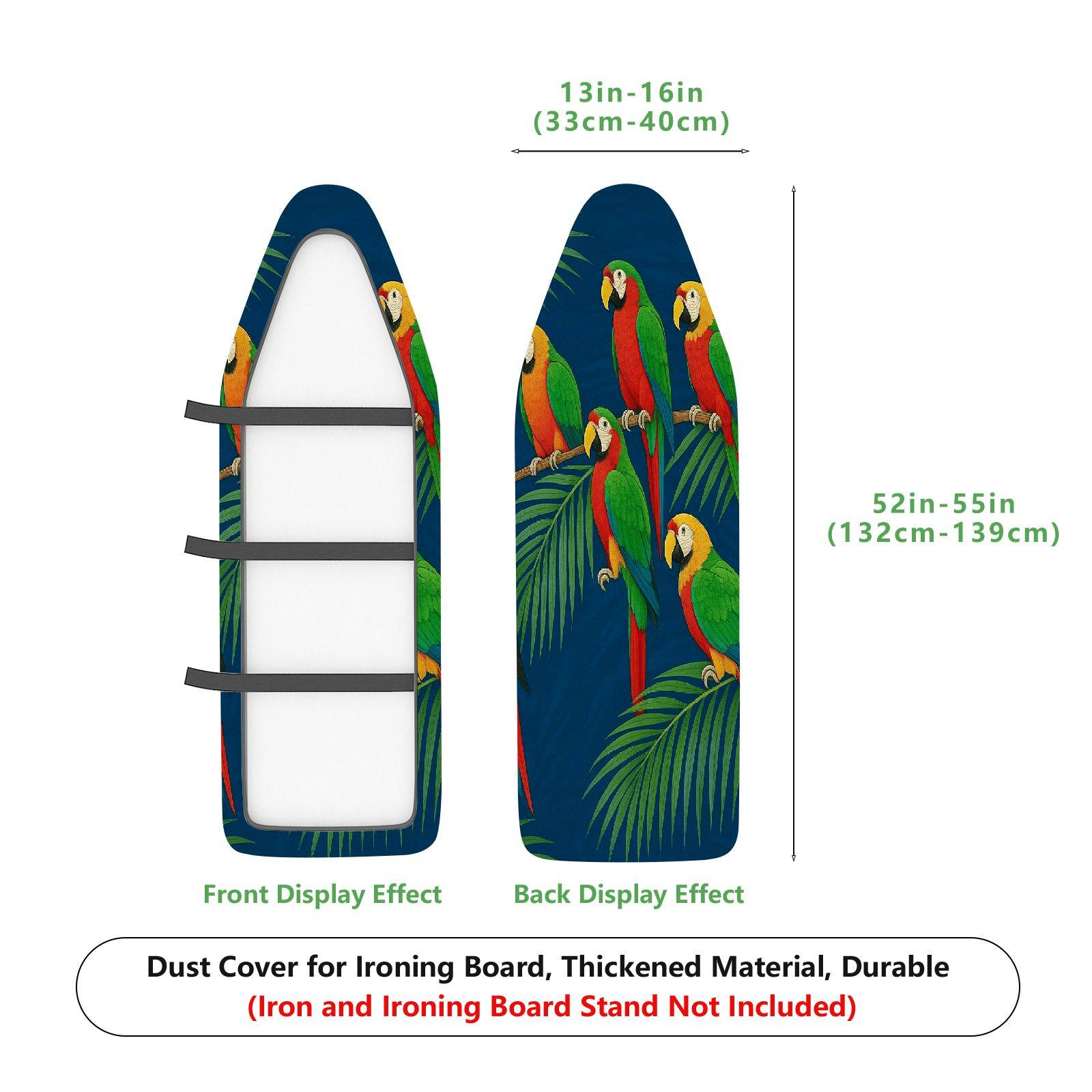 1-Piece Parrot Tropical Jungle  Ironing Board Cover, Universal Size, Without Board