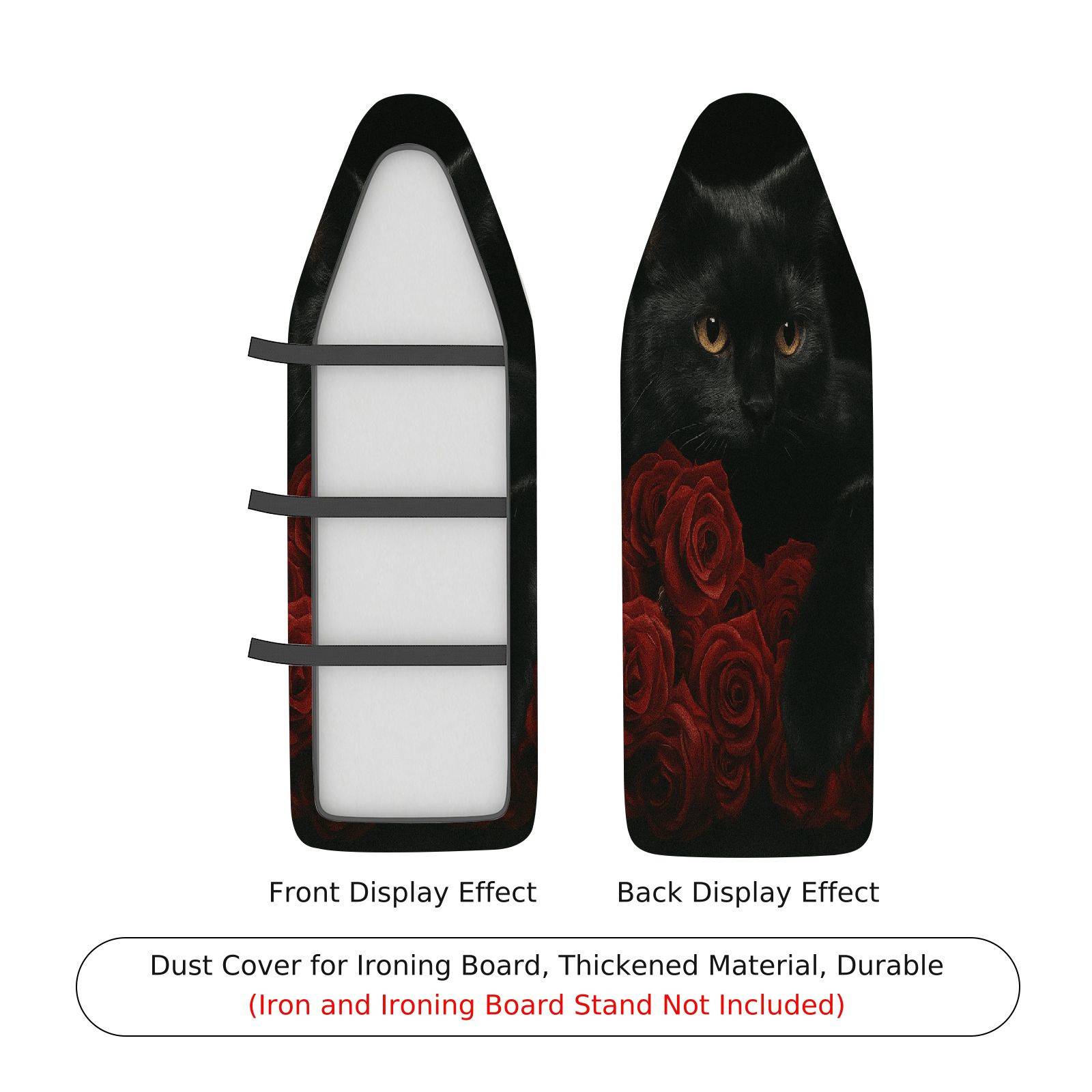 1-Piece Black Cat Rose Elegant  Ironing Board Cover, Universal Size, Without Board