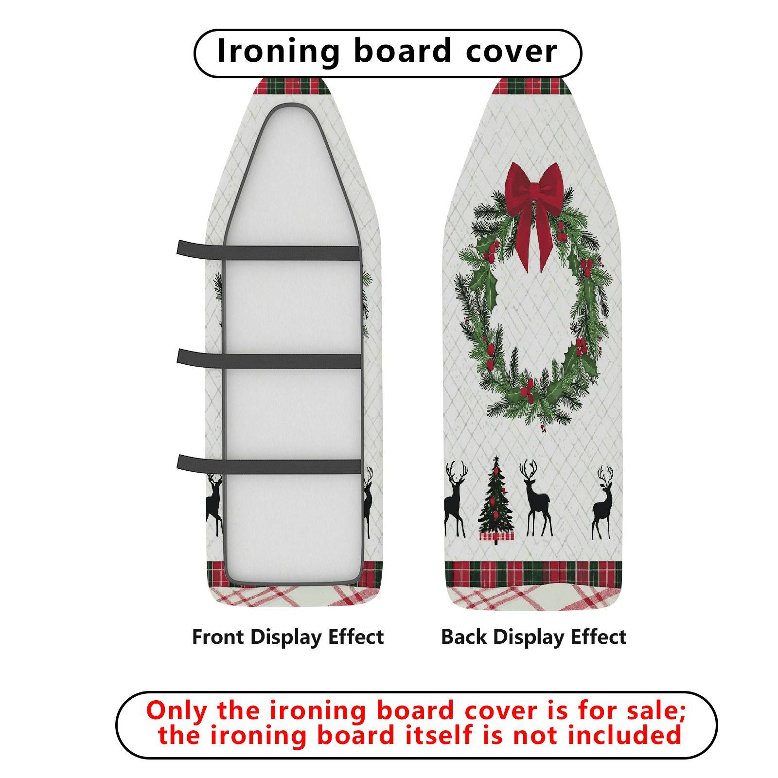 1-Piece Christmas Red Bow Deer  Ironing Board Cover, Universal Size, Without Board