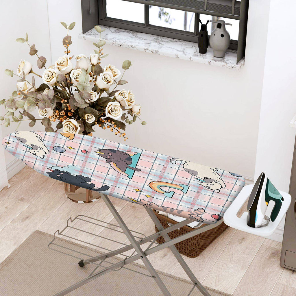 1-Piece Cat Unicorn Rainbow  Ironing Board Cover, Universal Size, Without Board