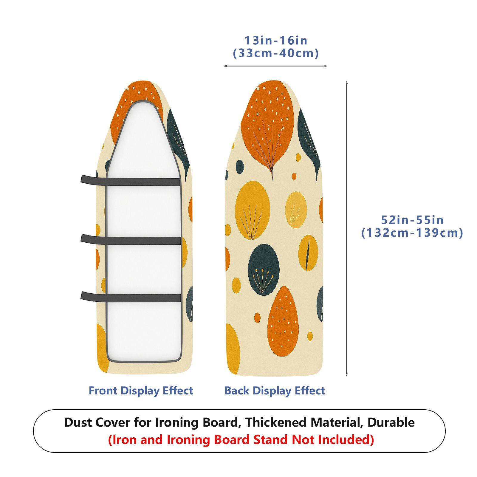 1-Piece Abstract Retro Circle Leaf  Ironing Board Cover, Universal Size, Without Board