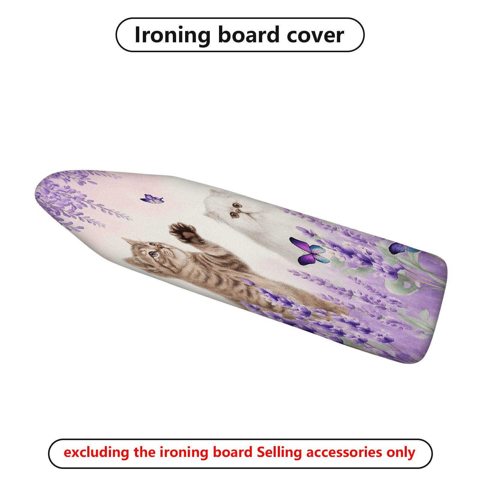 1-Piece Cat Butterfly Lavender  Ironing Board Cover, Universal Size, Without Board