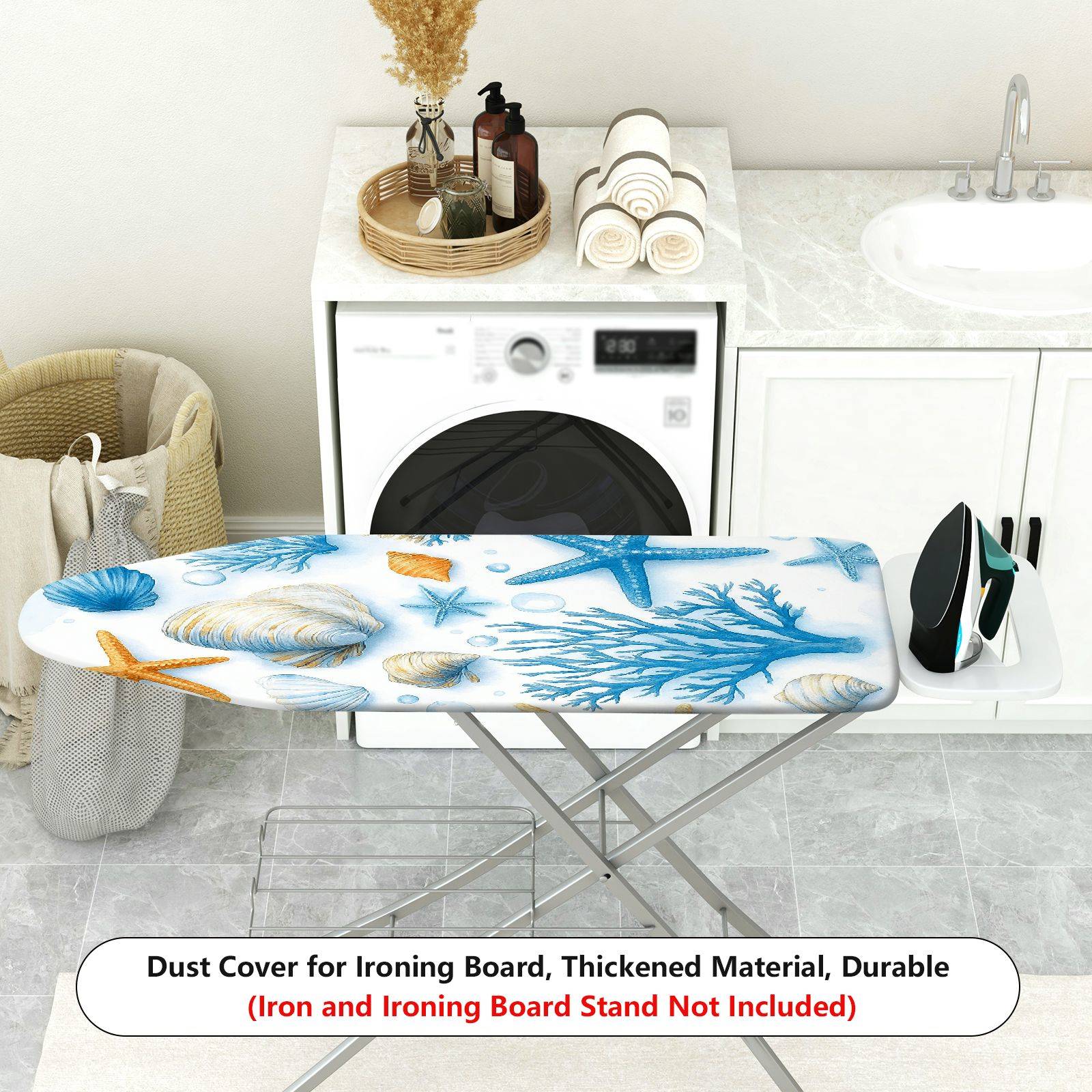 1-Piece seashell coral starfish  Ironing Board Cover, Universal Size, Without Board