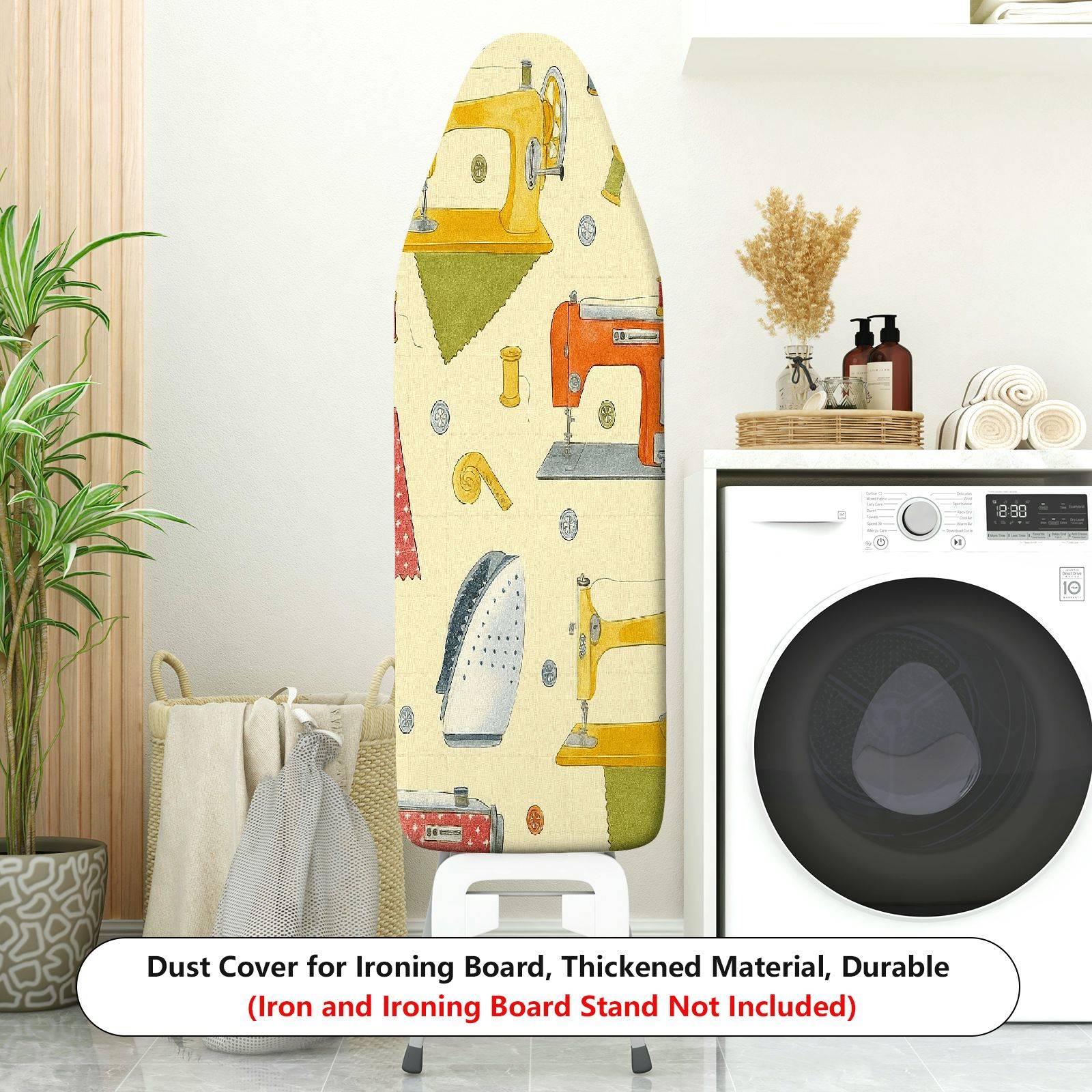 1-Piece Sewing Machine Pattern Retro Style Colorful Design  Ironing Board Cover, Universal Size, Without Board