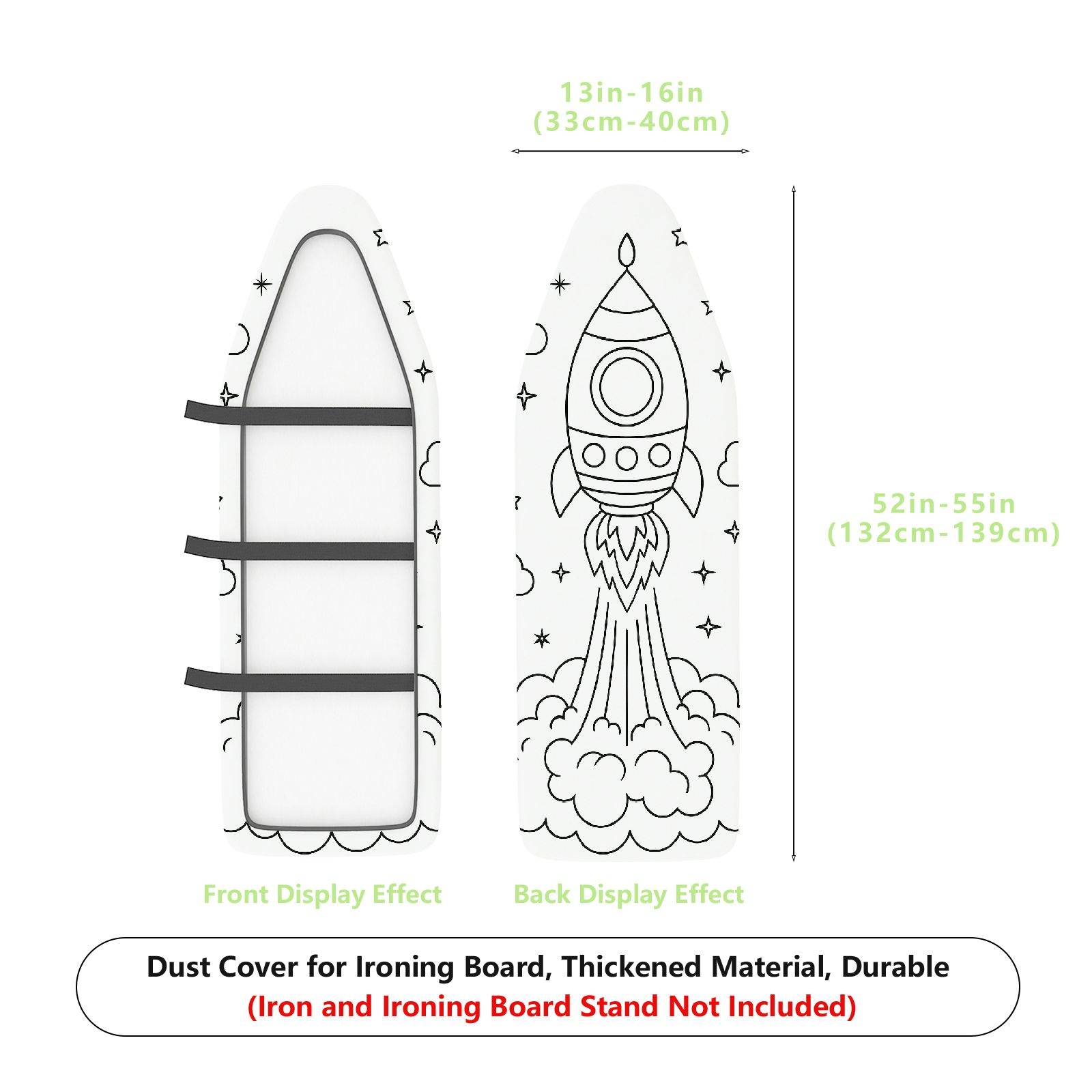 1-Piece Rocket Space Stars  Ironing Board Cover, Universal Size, Without Board