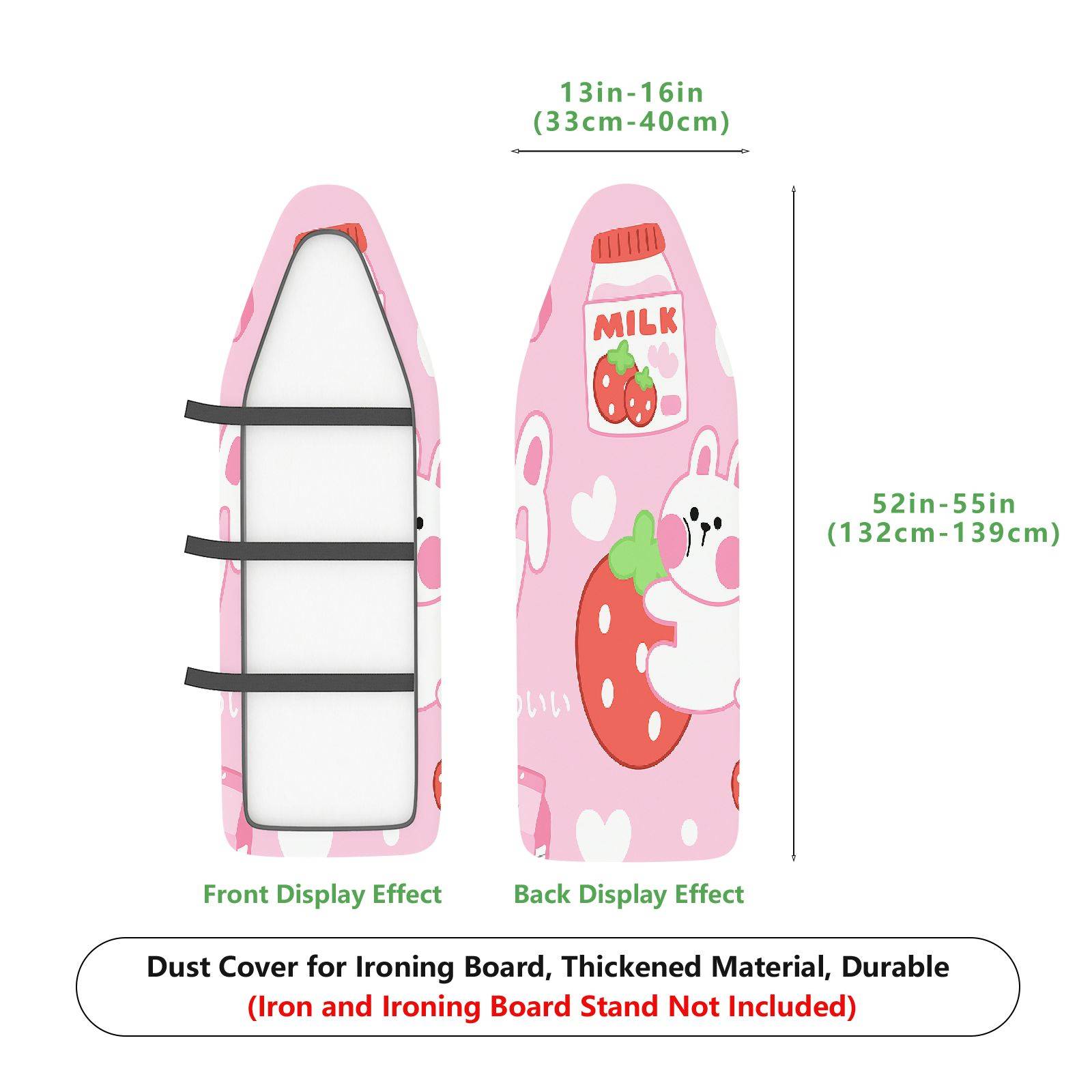 1-Piece Strawberry Milk Bunny  Ironing Board Cover, Universal Size, Without Board