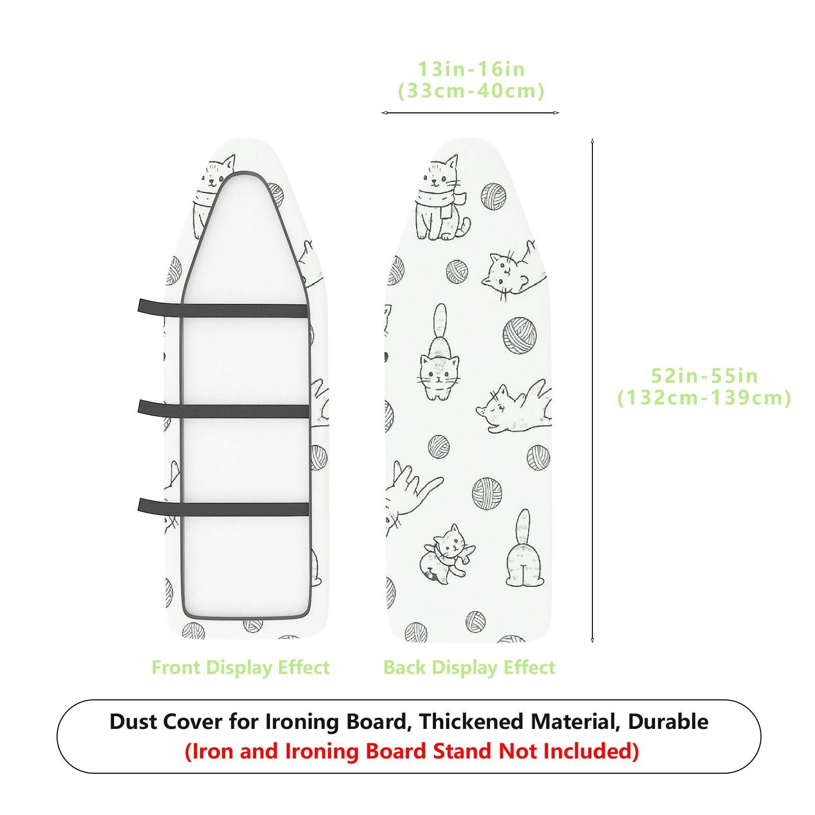 1-Piece Cat Yarn Fun  Ironing Board Cover, Universal Size, Without Board
