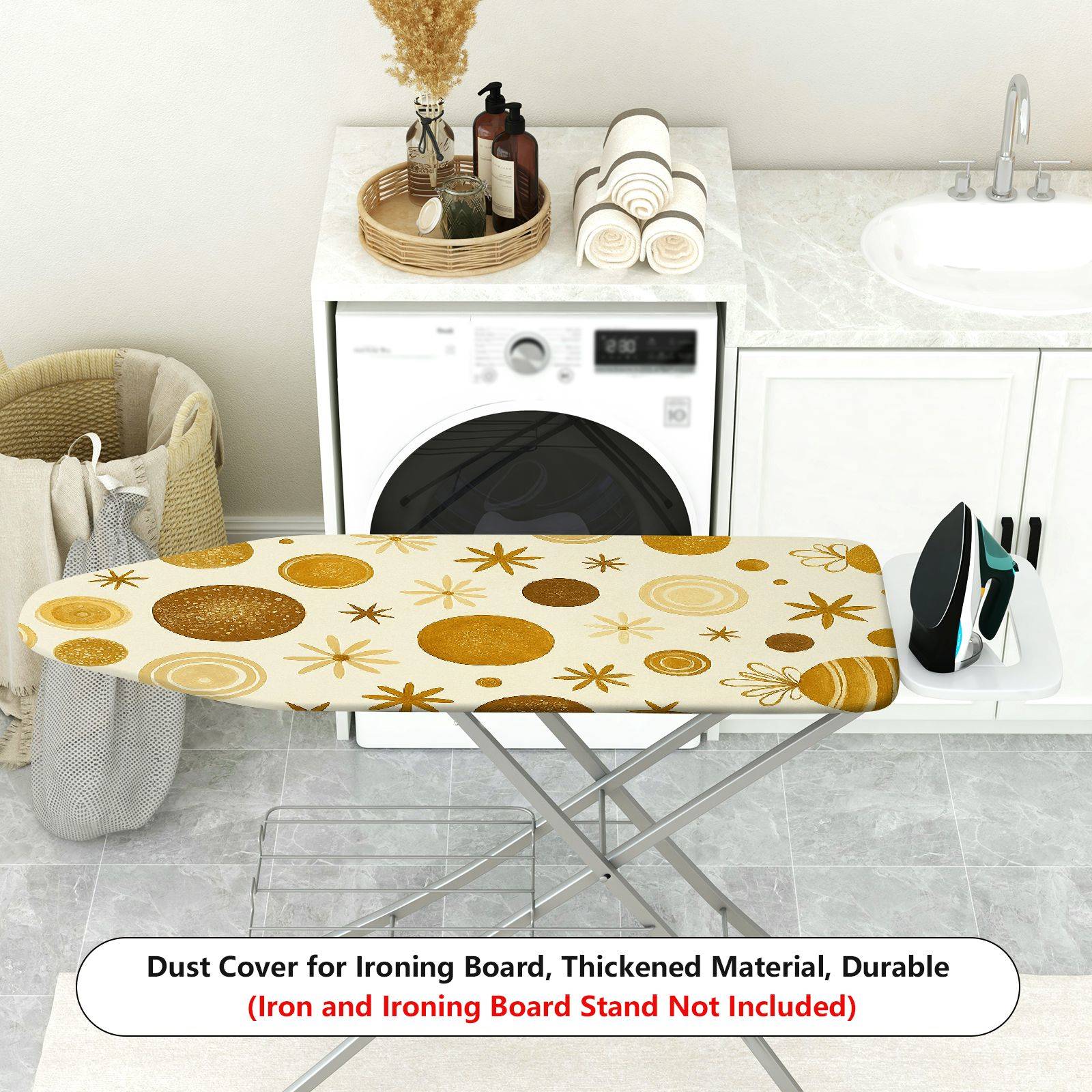 1-Piece Golden Circle Star Ornament Pattern  Ironing Board Cover, Universal Size, Without Board