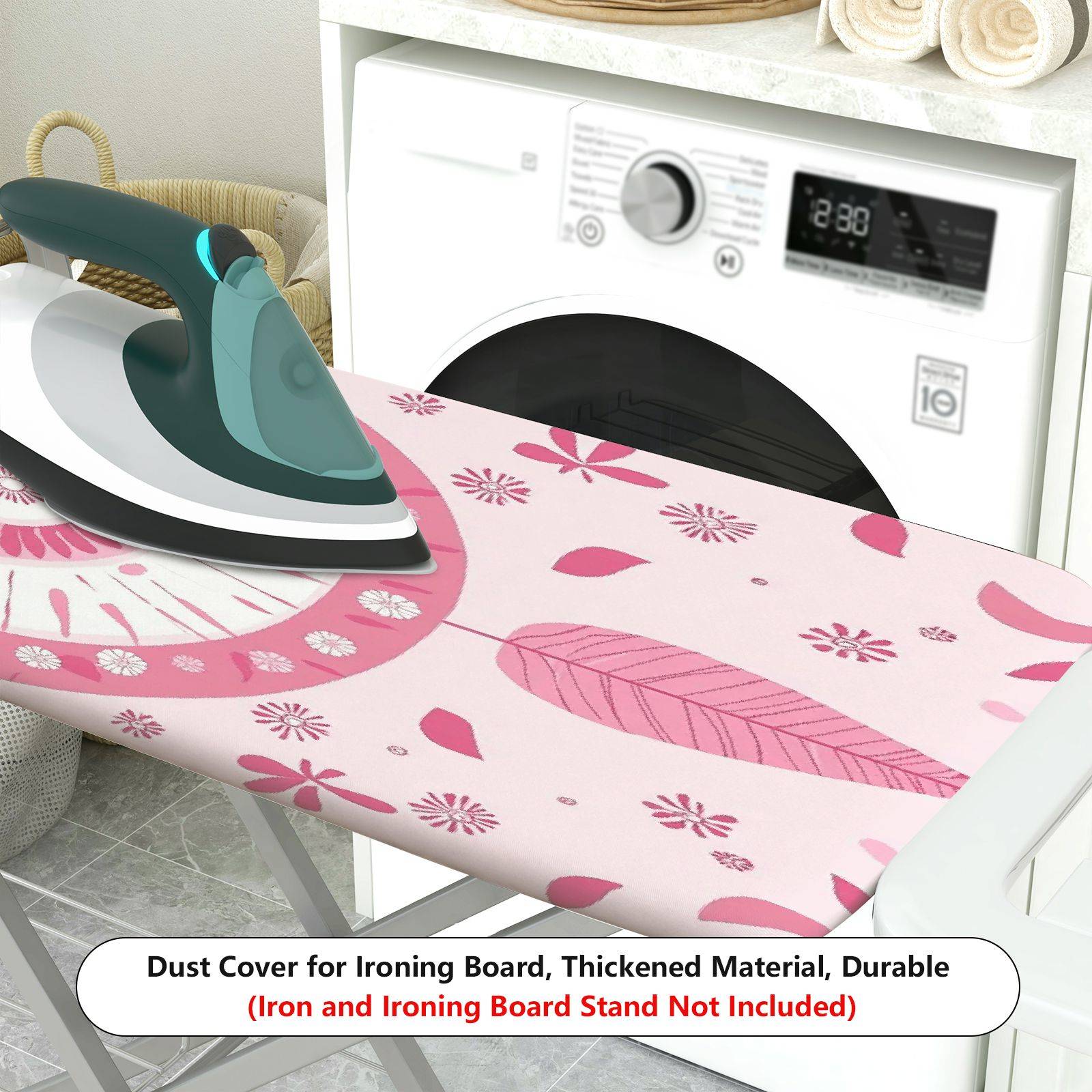 1-Piece Pink Floral Mandala Dreamcatcher  Ironing Board Cover, Universal Size, Without Board