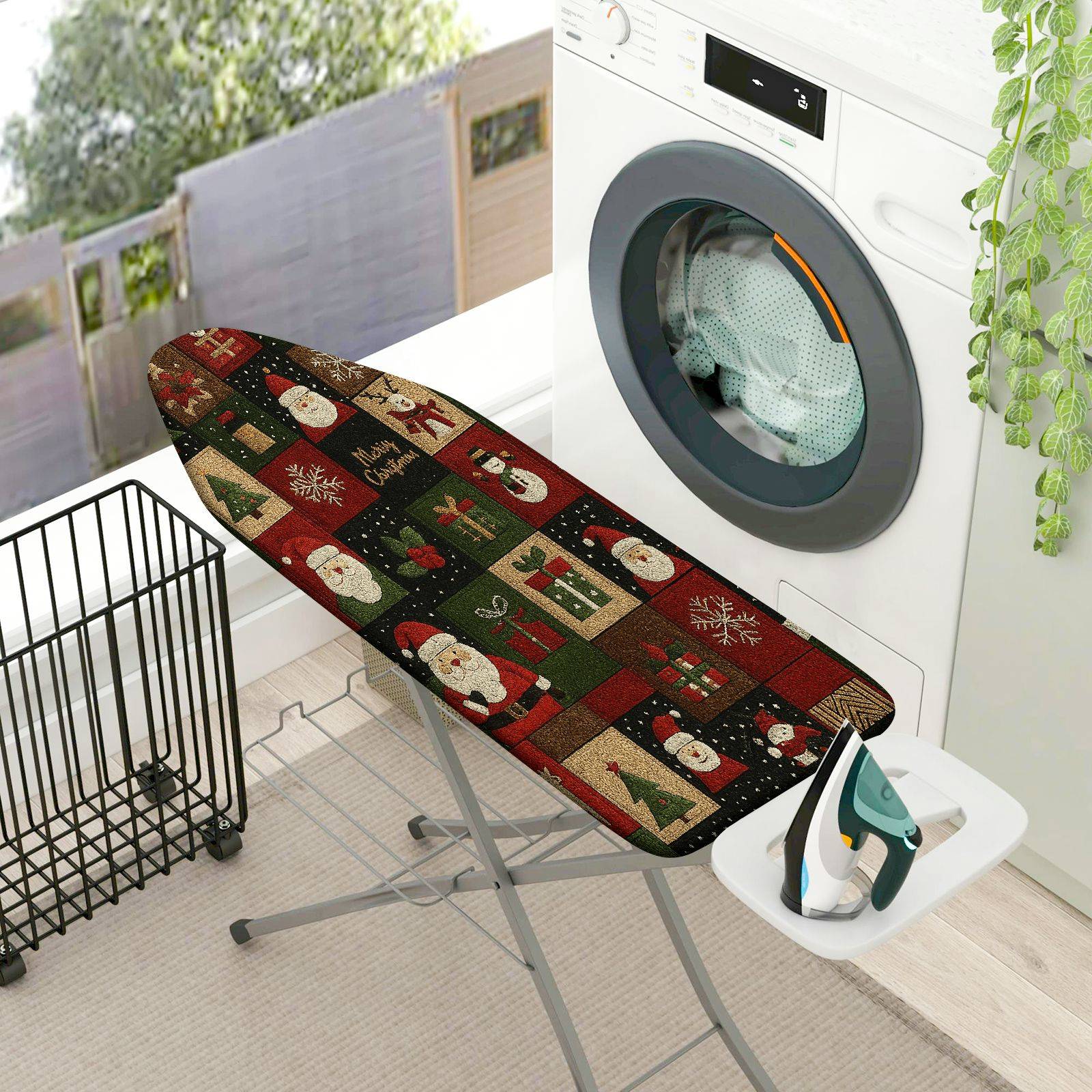 1-Piece Santa Christmas Pattern Holiday  Ironing Board Cover, Universal Size, Without Board