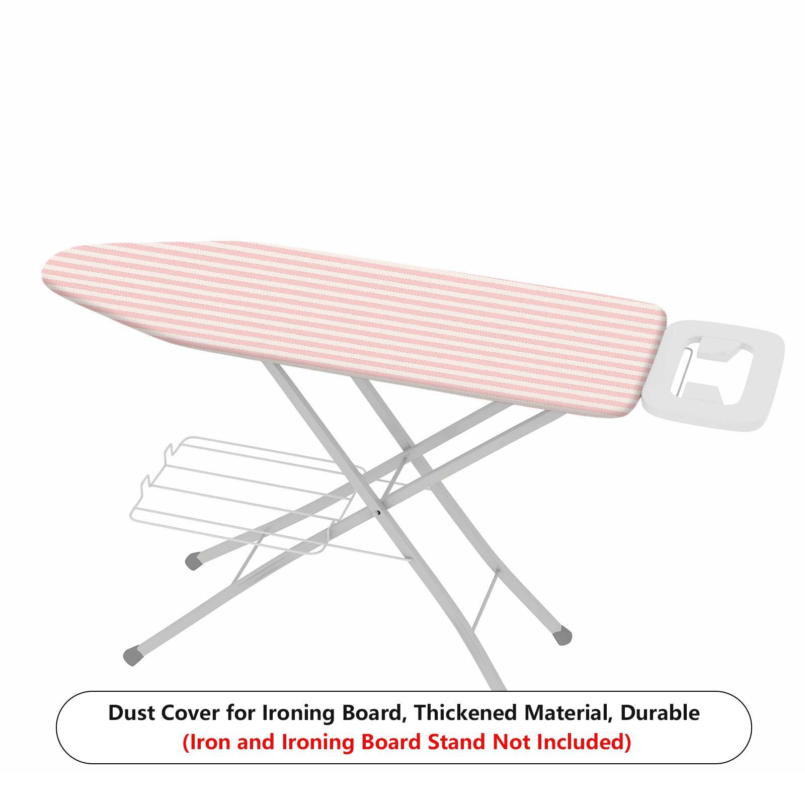 1-Piece Striped Pink White Pastel  Ironing Board Cover, Universal Size, Without Board