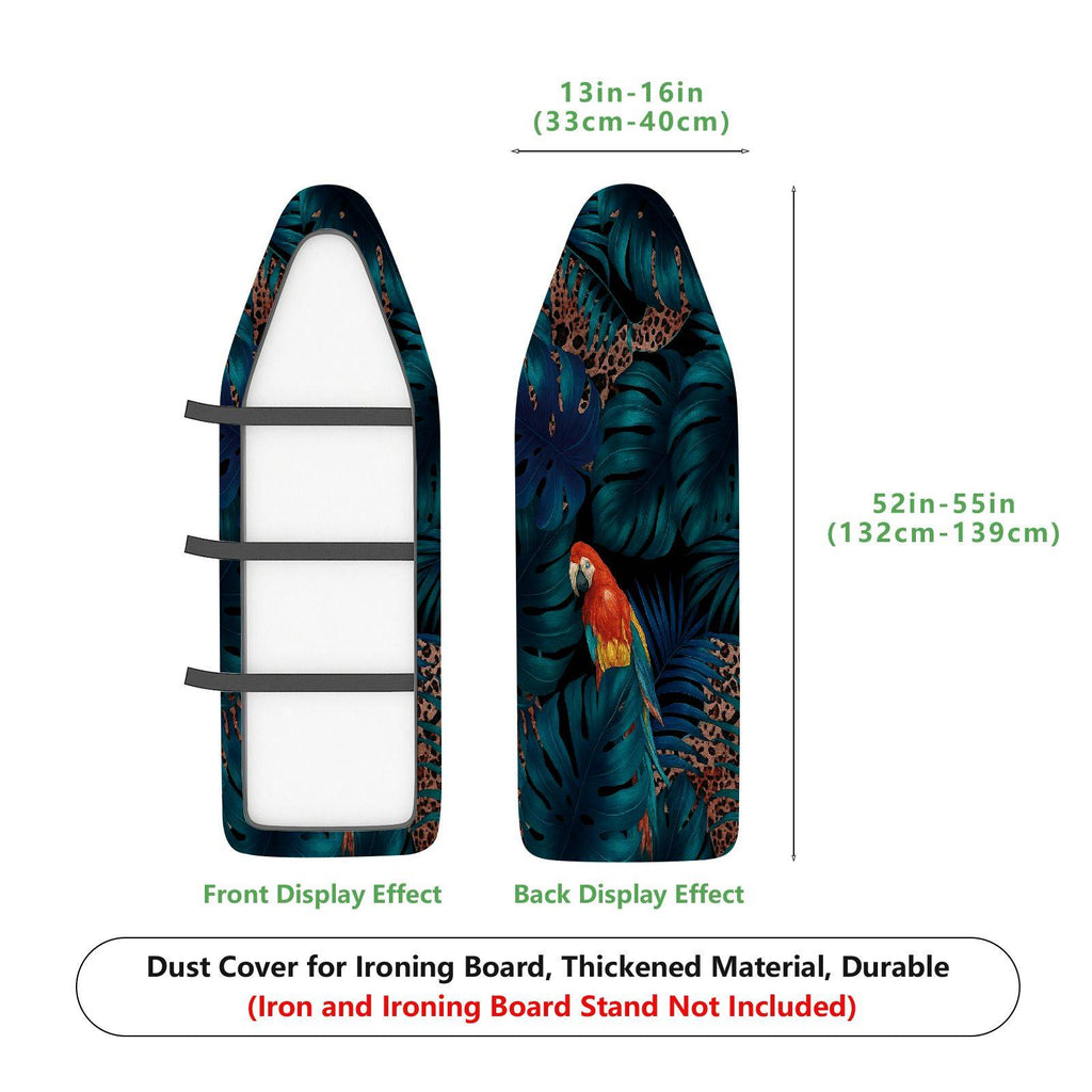 1-Piece Tropical Jungle Parrot Leaves  Ironing Board Cover, Universal Size, Without Board