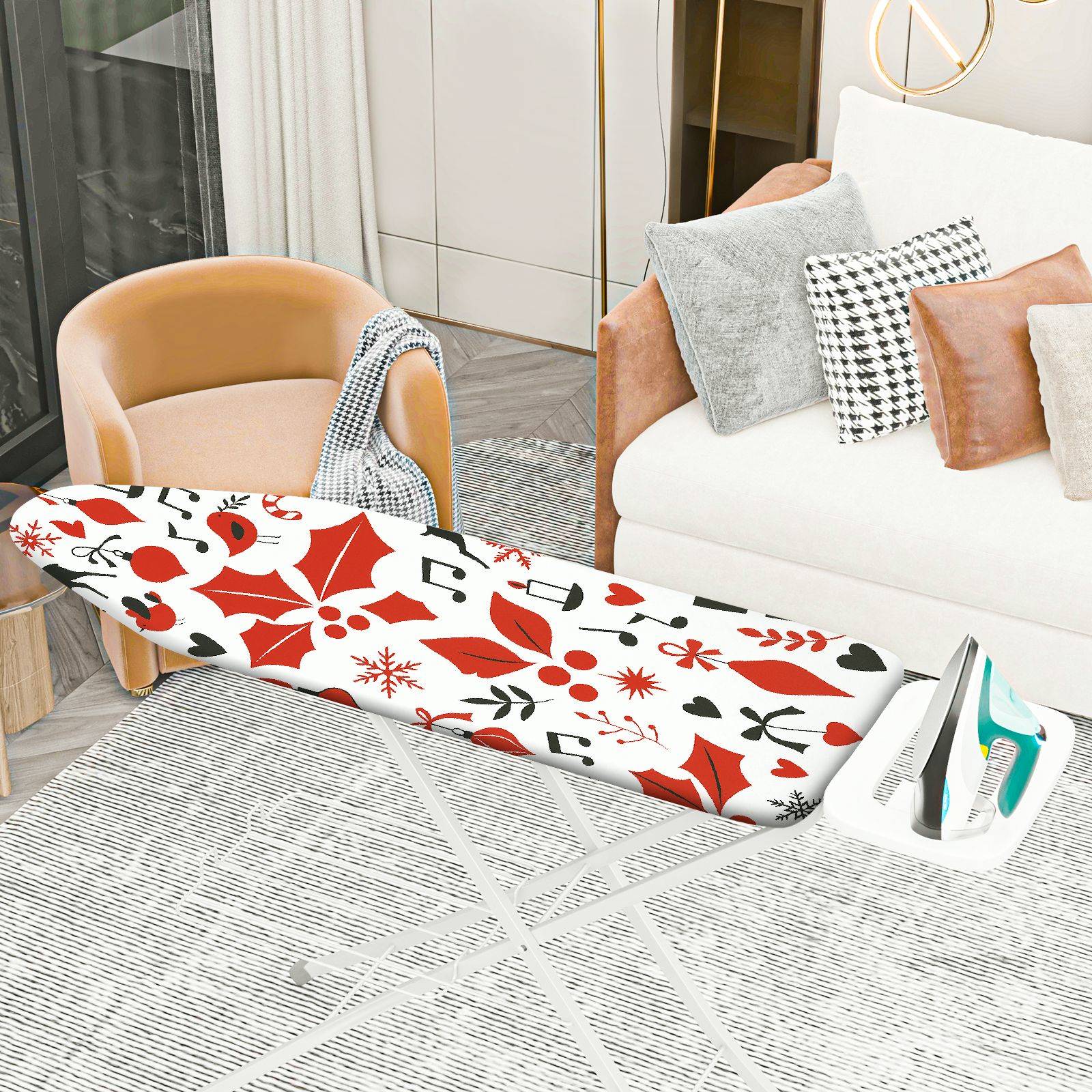 1-Piece Christmas Reindeer Music  Ironing Board Cover, Universal Size, Without Board