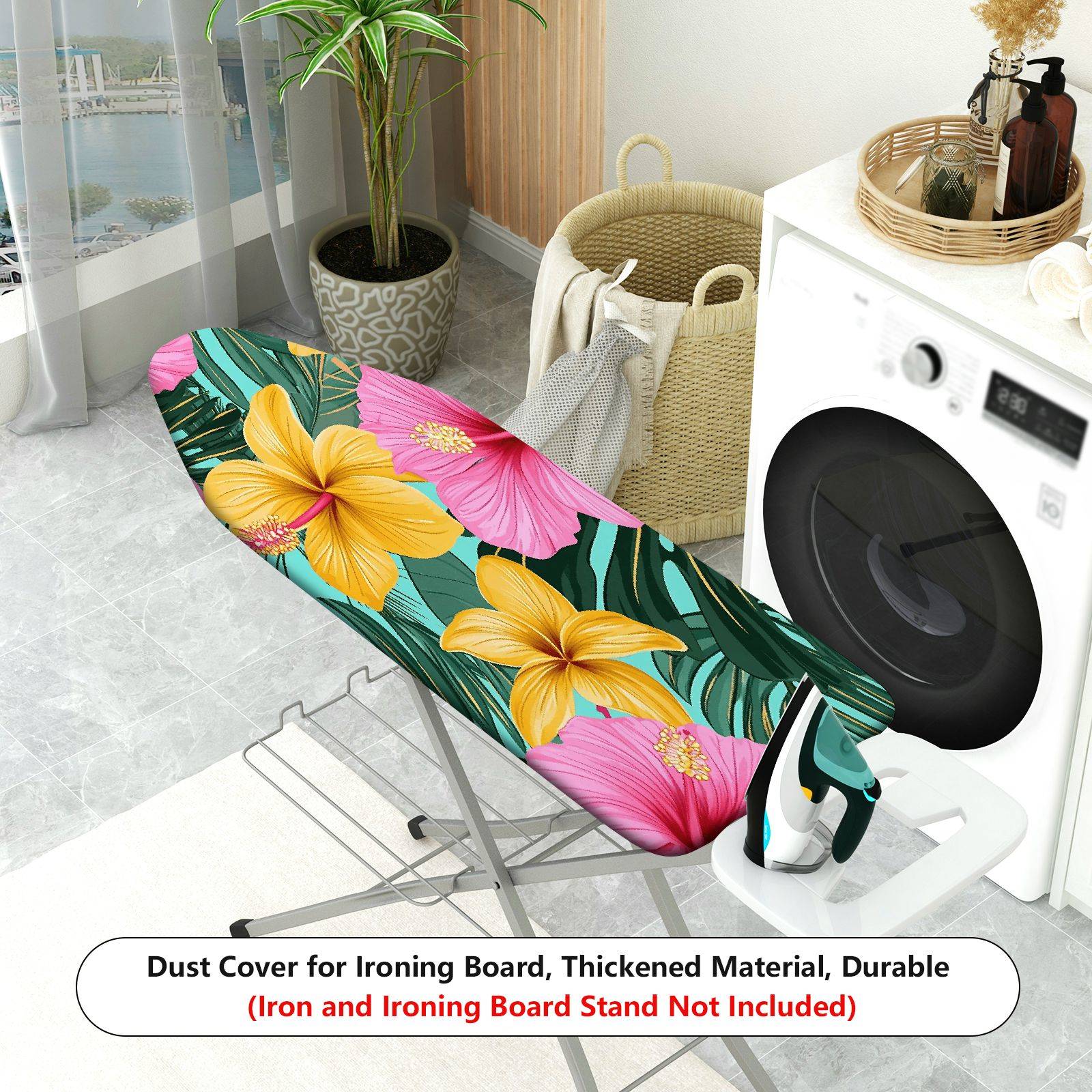 1-Piece Tropical Floral Leaf Deco  Ironing Board Cover, Universal Size, Without Board