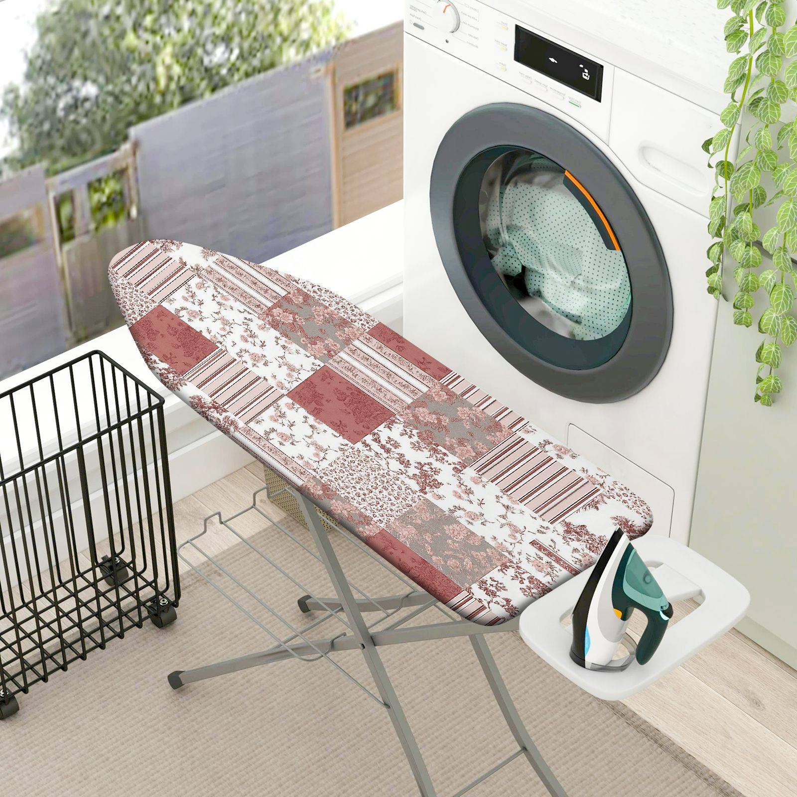 1-Piece Floral Striped Patchwork  Ironing Board Cover, Universal Size, Without Board